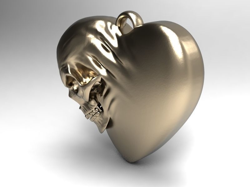 Skull heart 3D print model_6