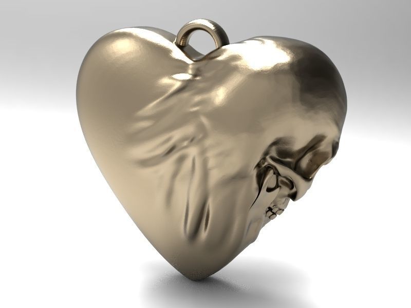 Skull heart 3D print model_5