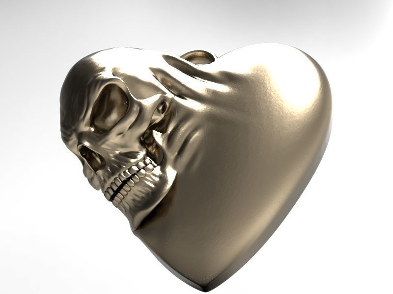 Skull heart 3D print model_4