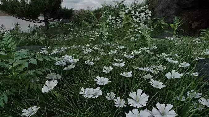 White Flower Low-poly 3D model