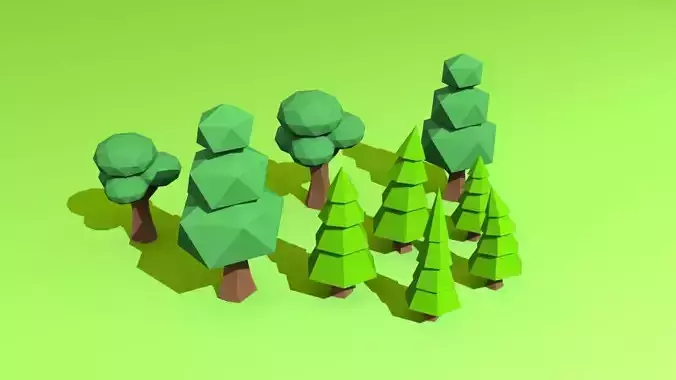 lowpoly wood trees