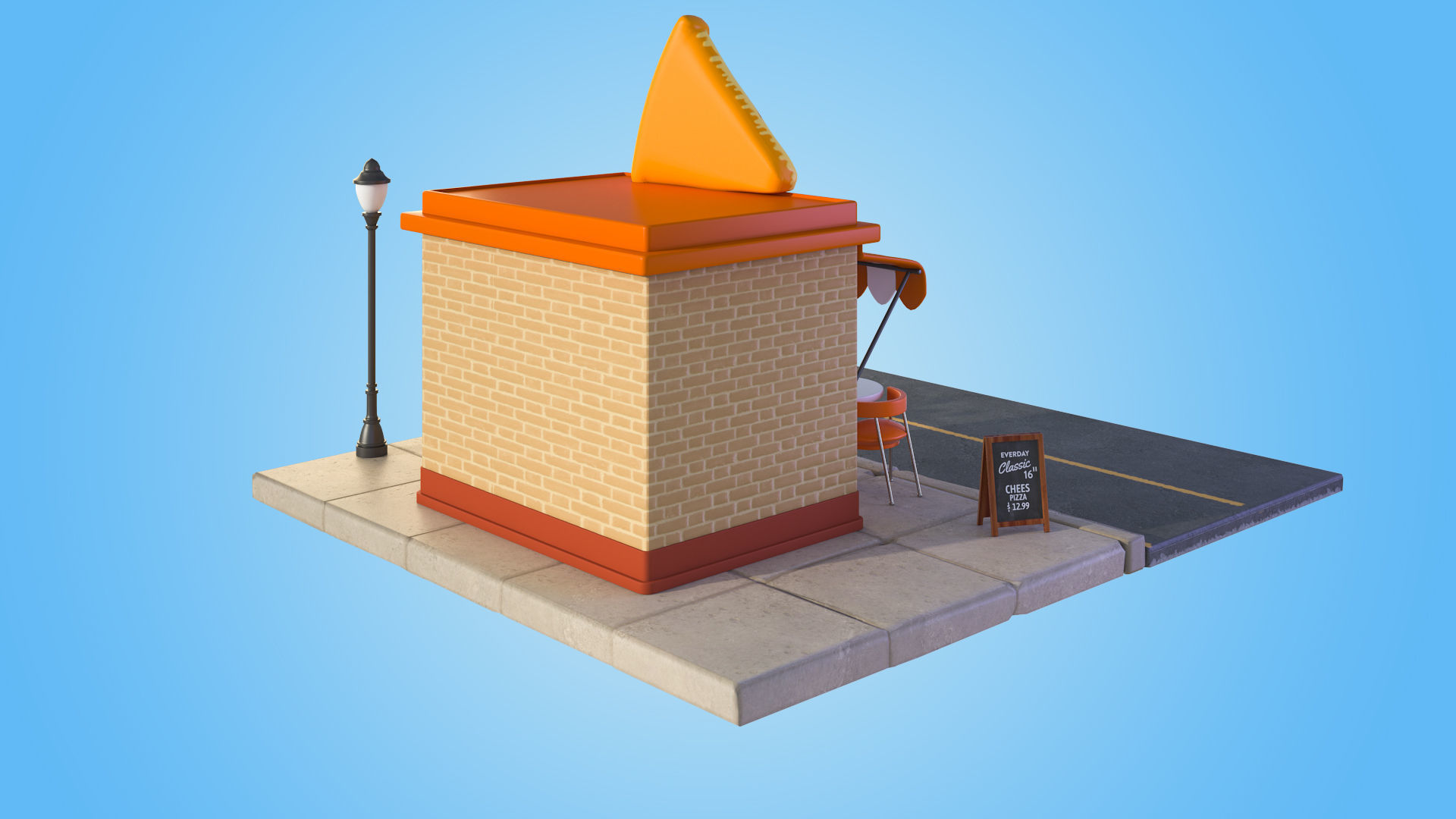 Cartoon Pizza House 3D model_5
