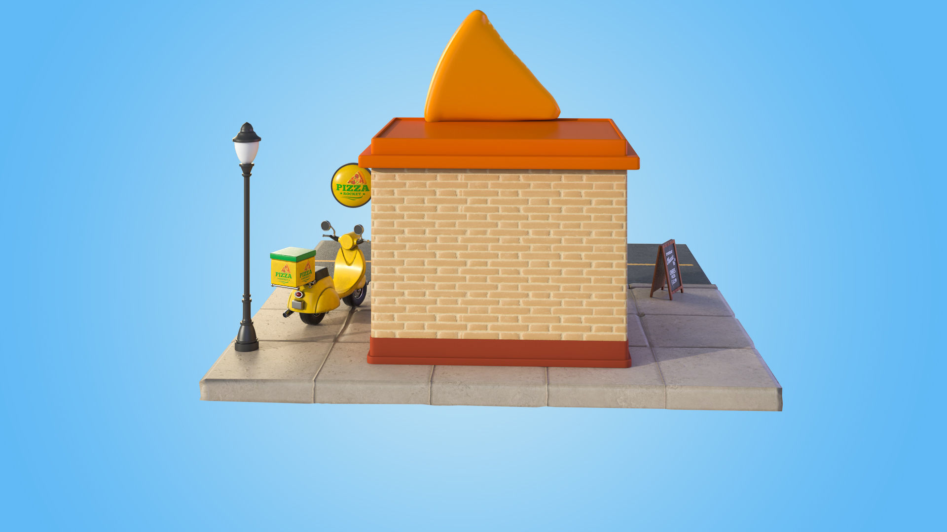 Cartoon Pizza House 3D model_6