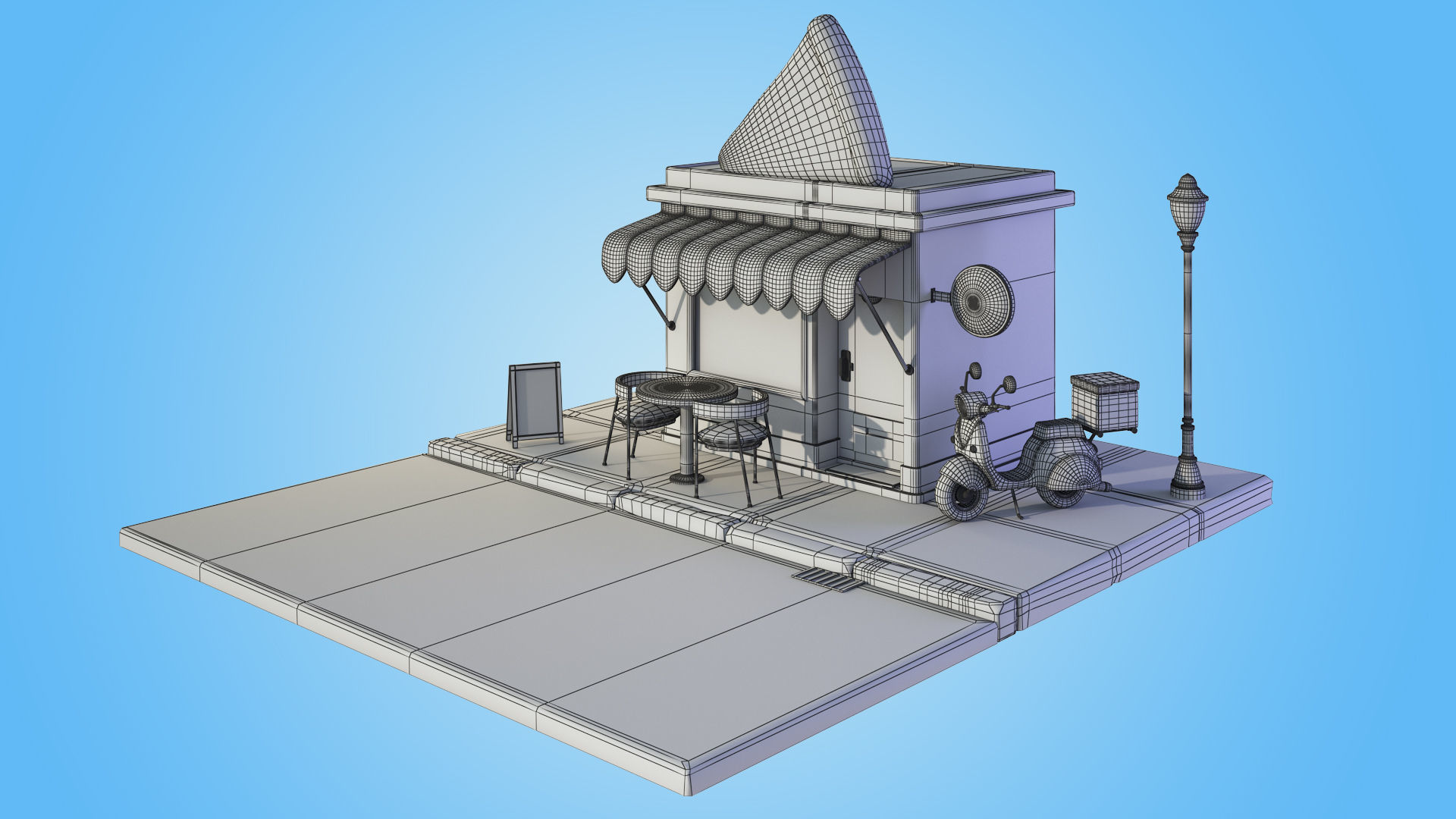 Cartoon Pizza House 3D model_21