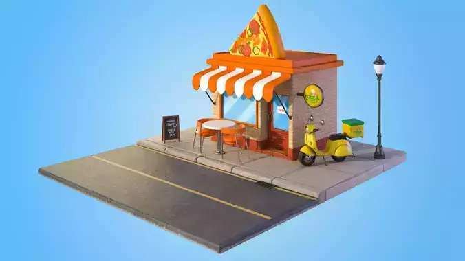 Cartoon Pizza House 3D model