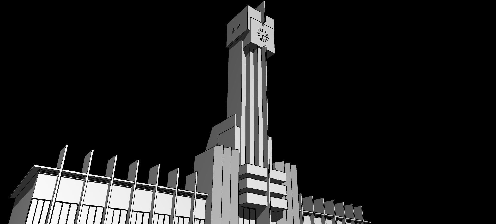 Francisco Salamone Public Building Low-poly 3D model_5