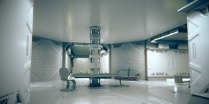 Sci-fi interior Scene for renders 3D model Low-poly 3D model