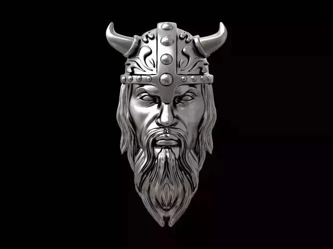 Viking head necklace