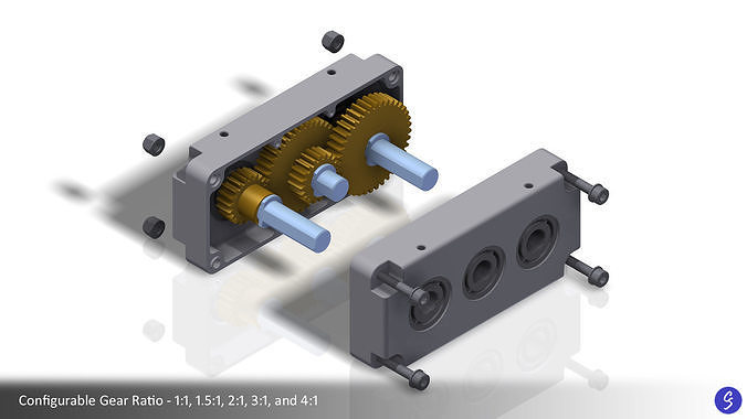Configurable Two-Stage Gearbox 3D print model
