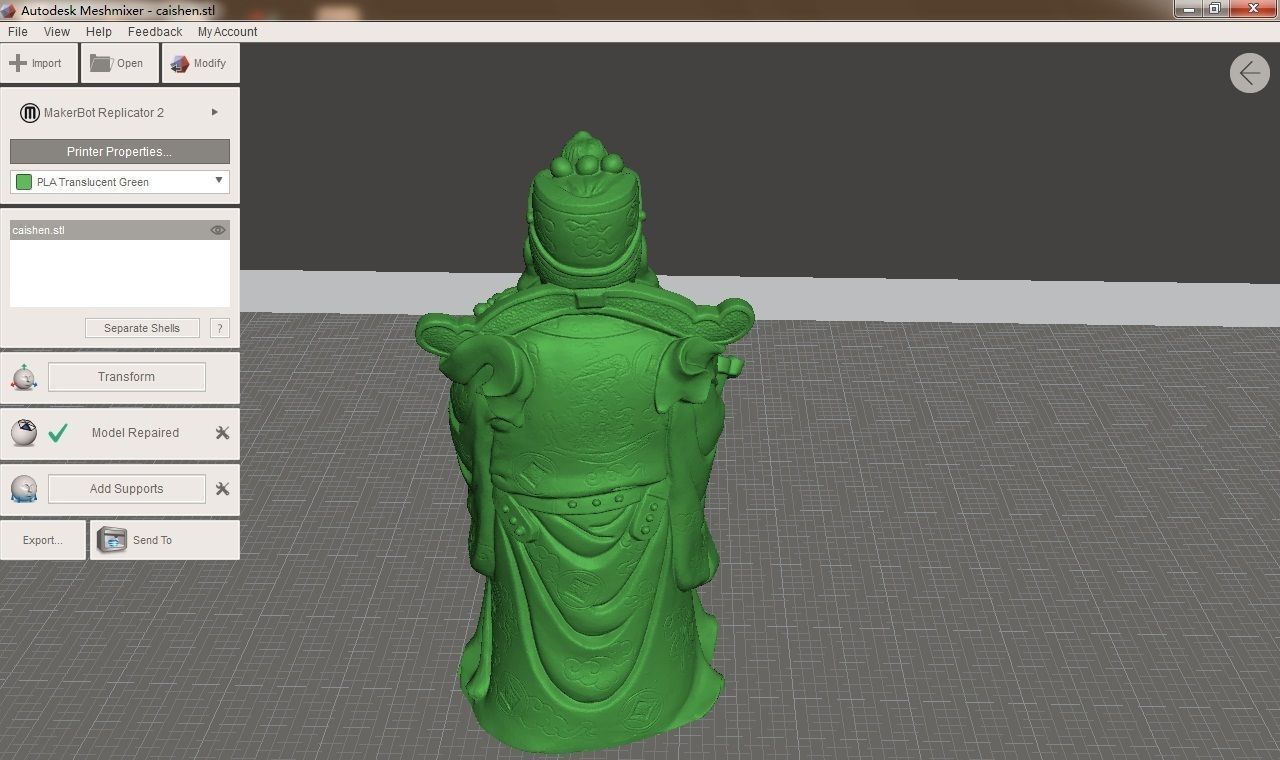 Mammon chinese statue in software 3D print model_3