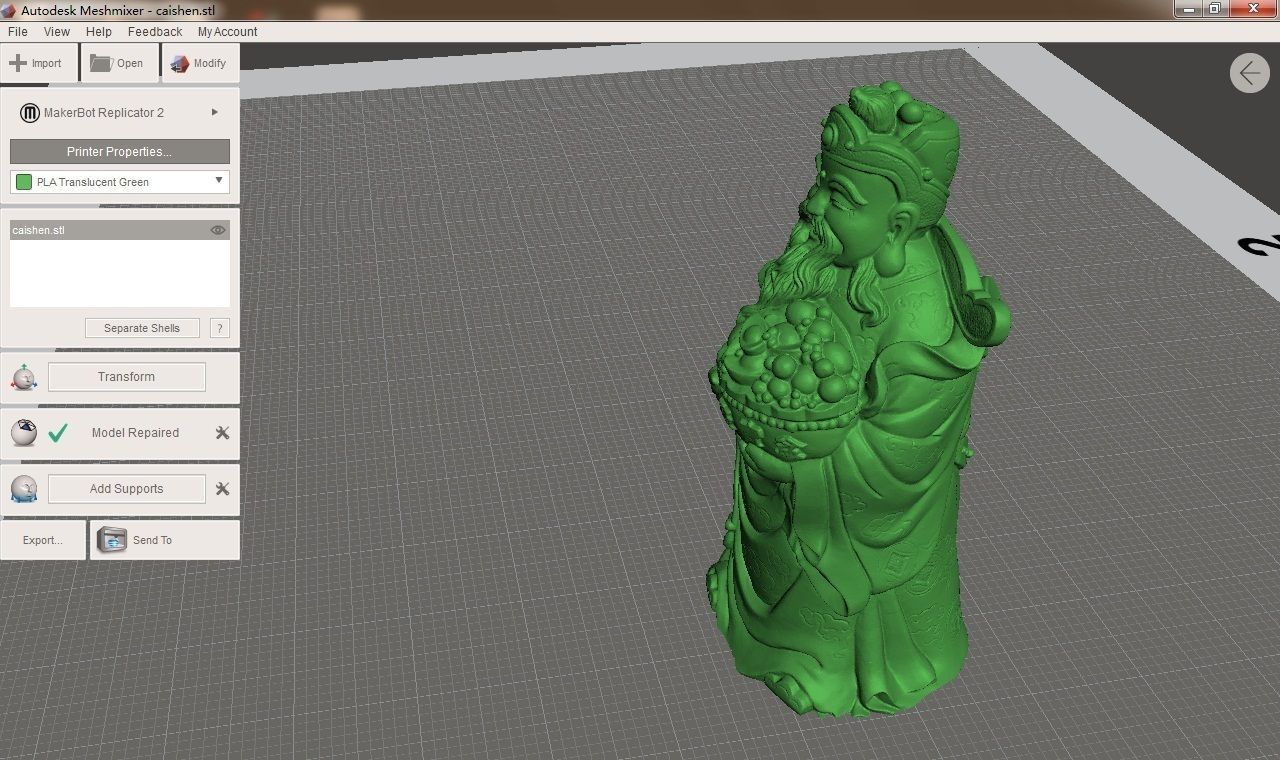Mammon chinese statue in software 3D print model_1