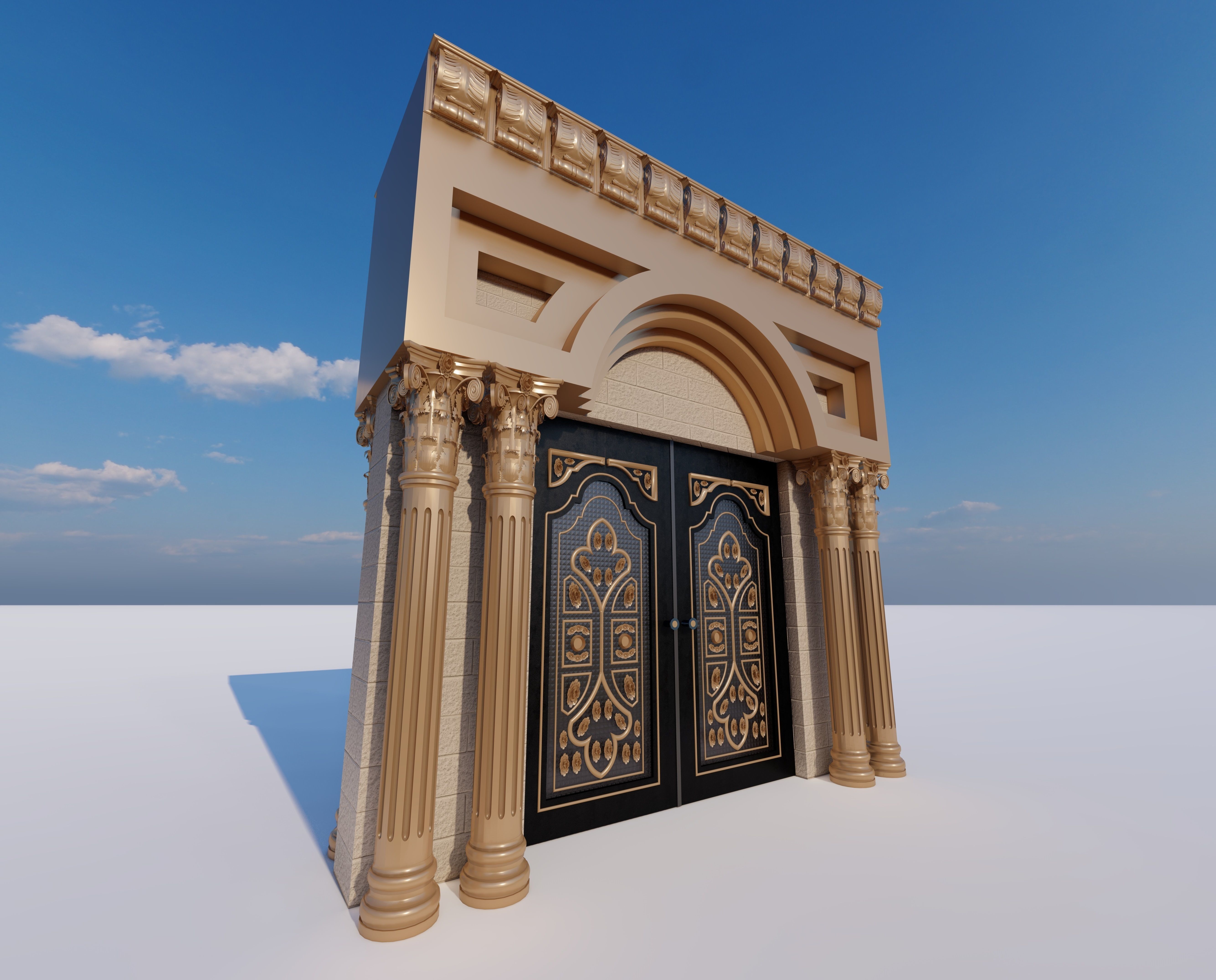 door ornate Low-poly 3D model_5