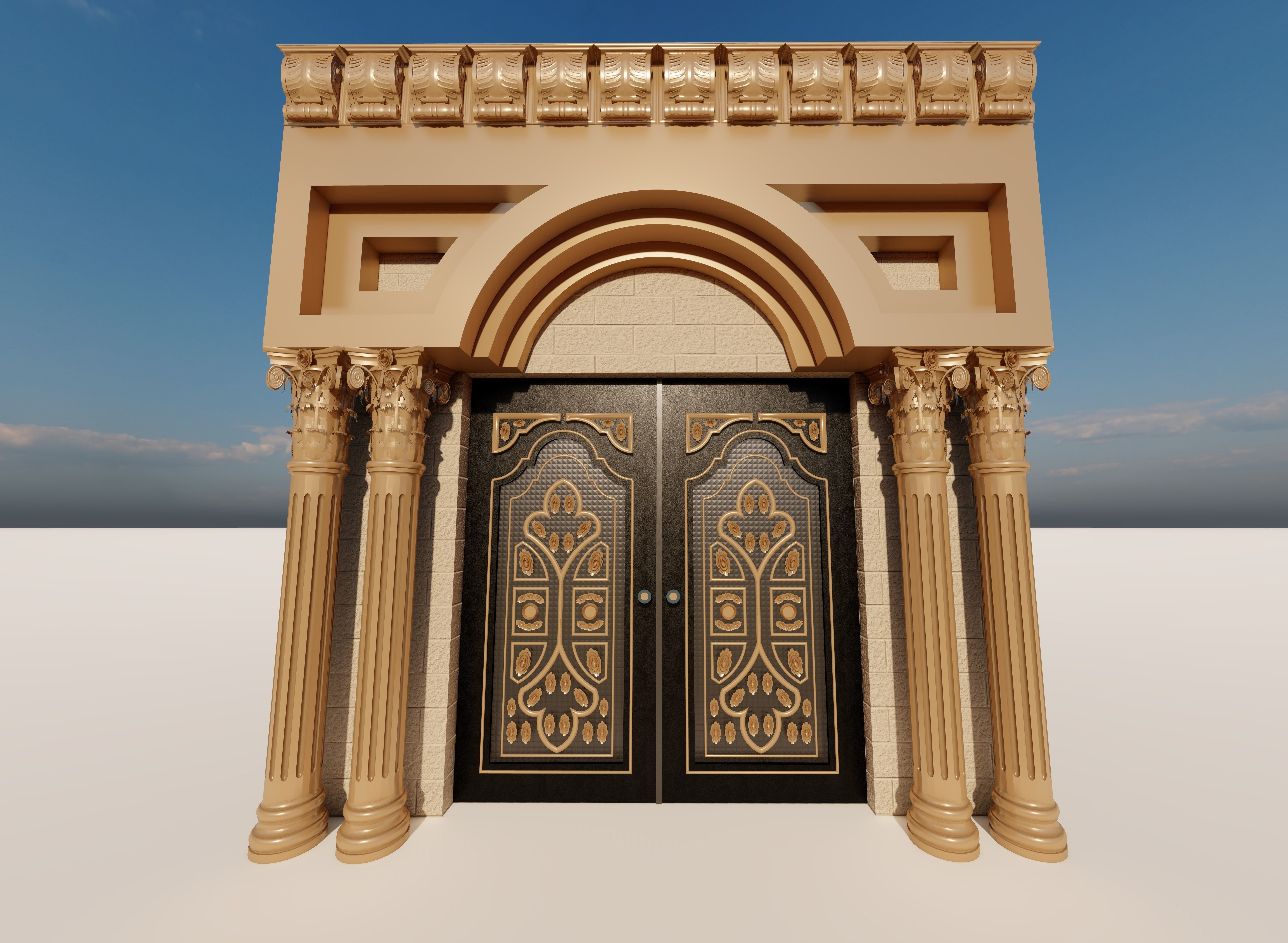 door ornate Low-poly 3D model_7