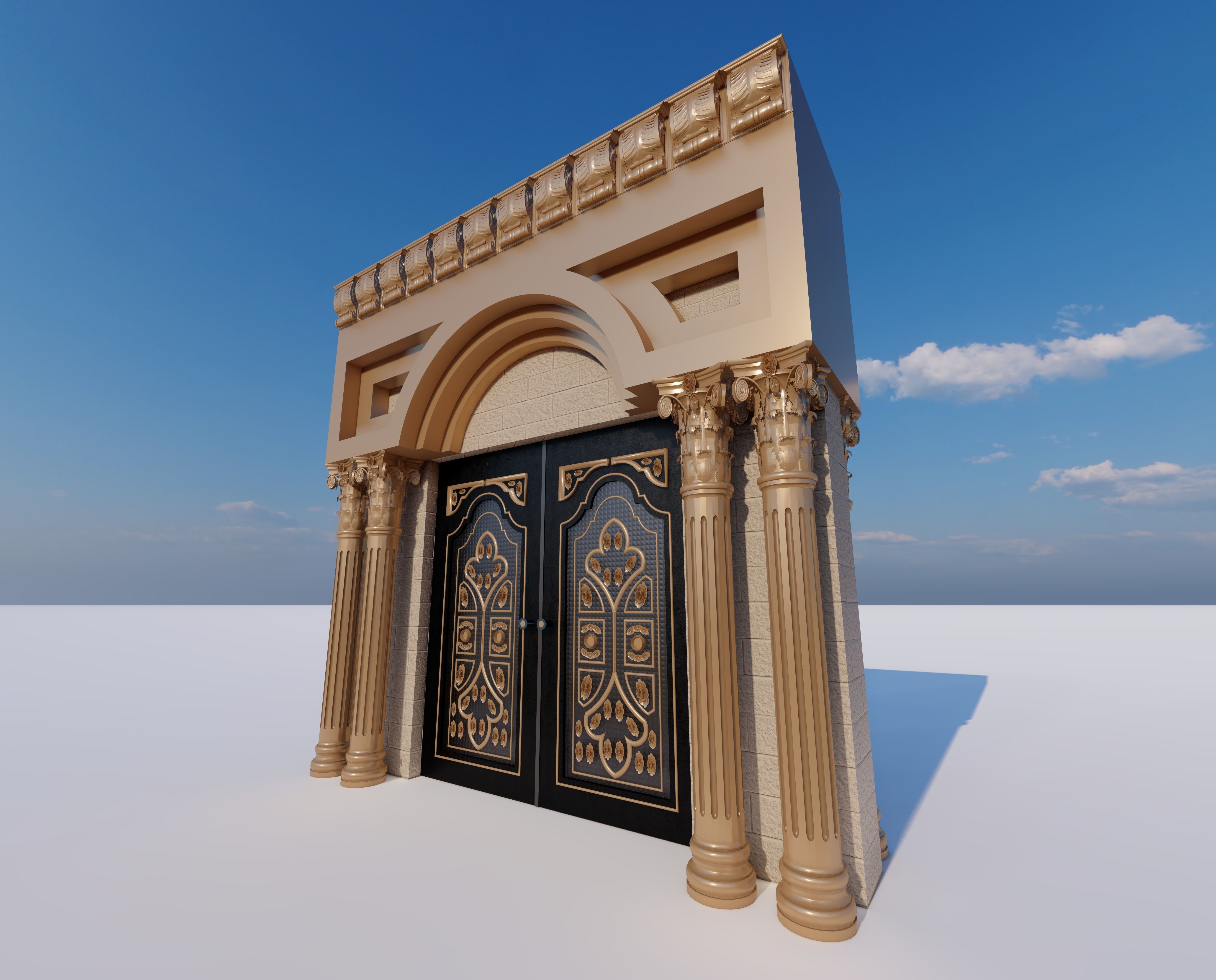 door ornate Low-poly 3D model_2