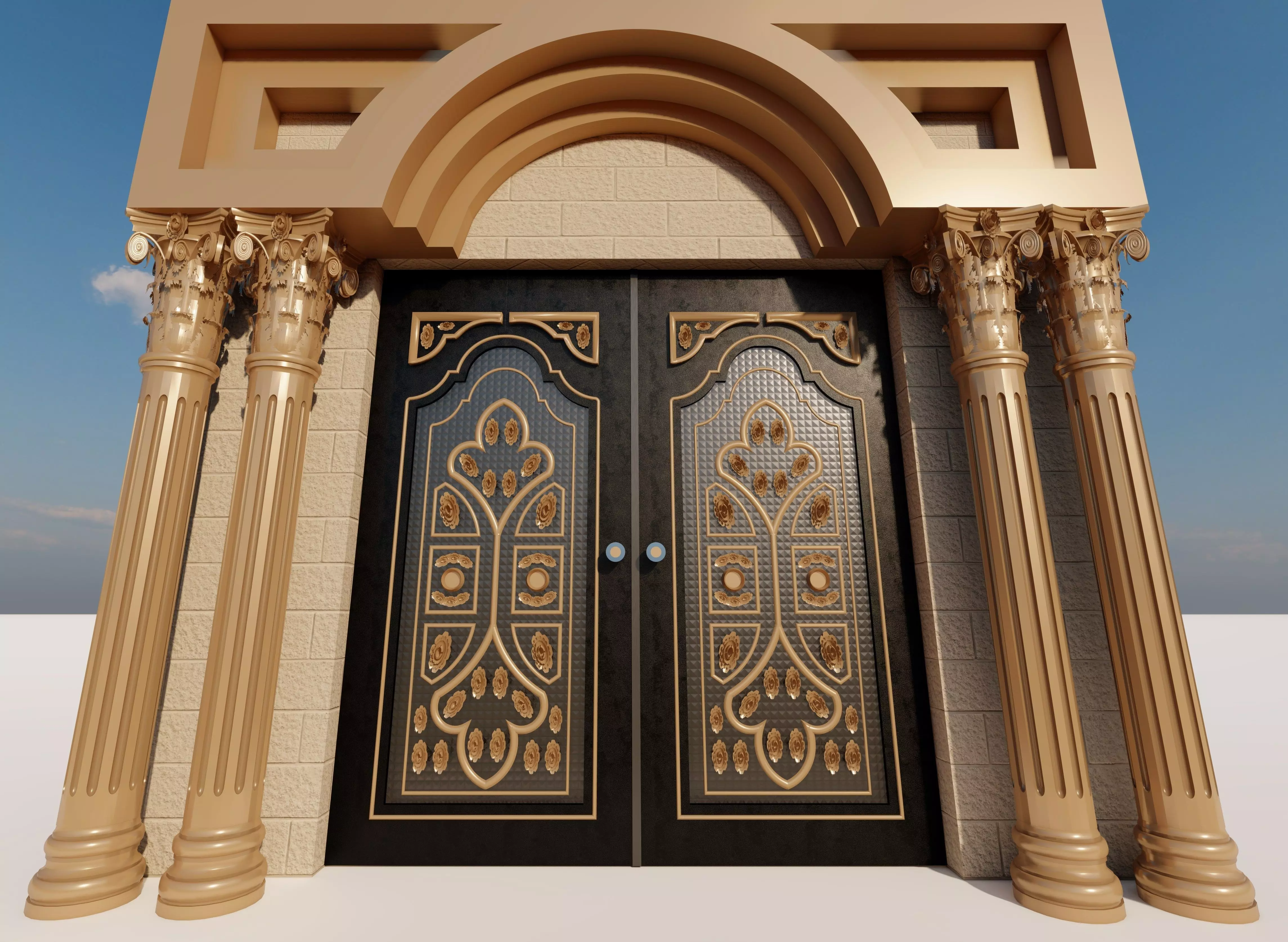 door ornate Low-poly 3D model_0