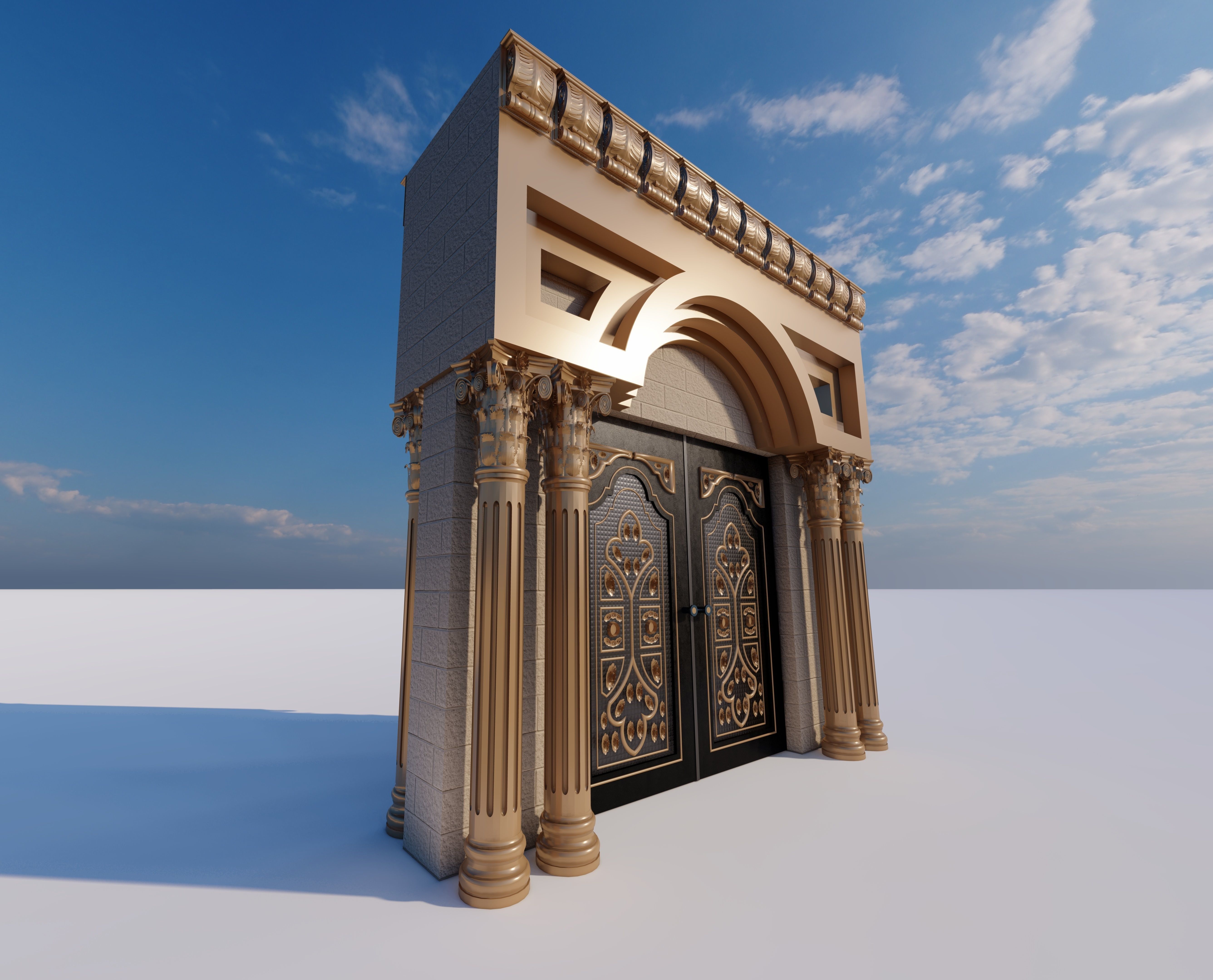 door ornate Low-poly 3D model_3