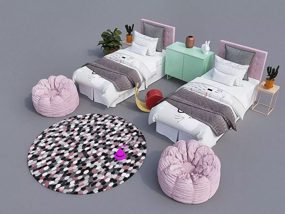 Revit children bedroom 3D model 3D model_0