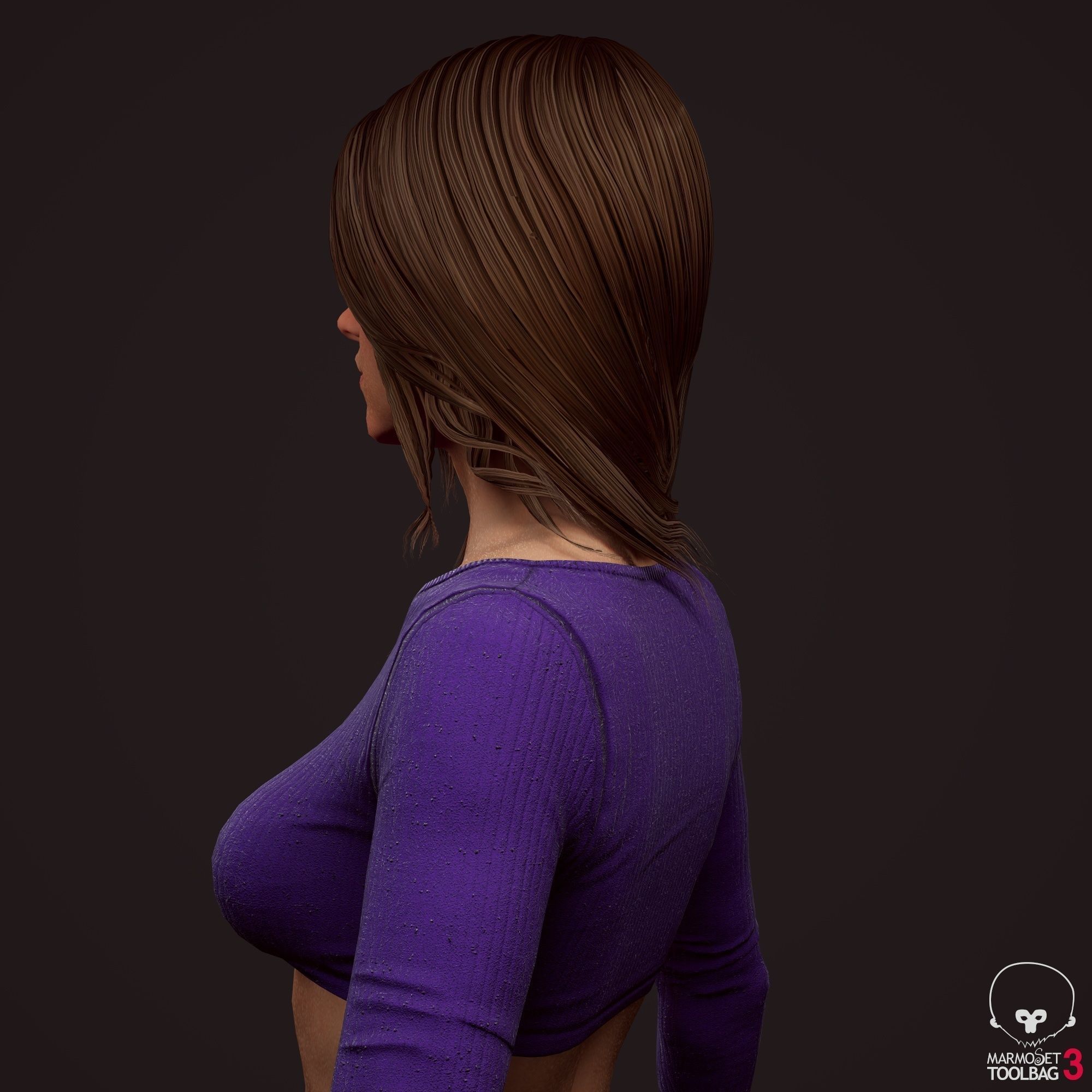 Girl in jeans Low-poly 3D model_8