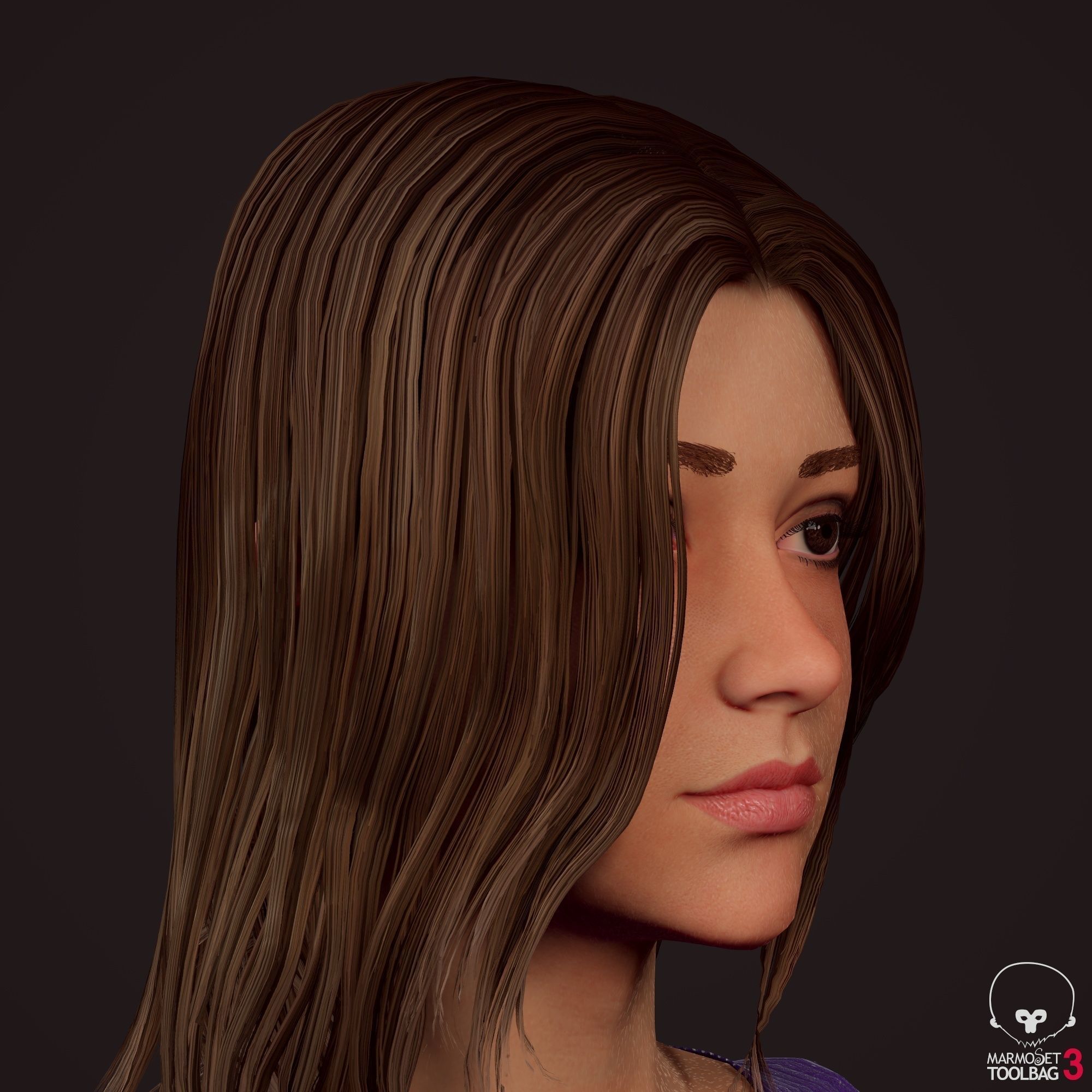 Girl in jeans Low-poly 3D model_12