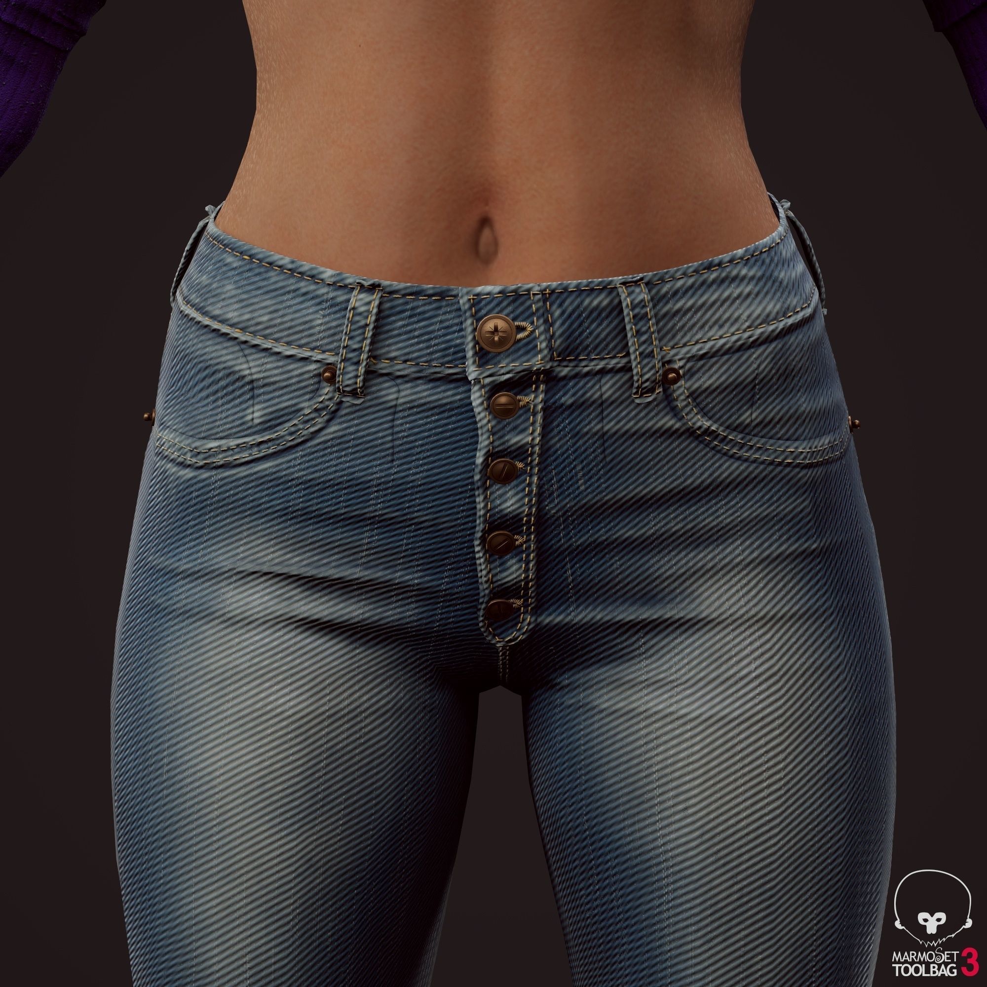 Girl in jeans Low-poly 3D model_30