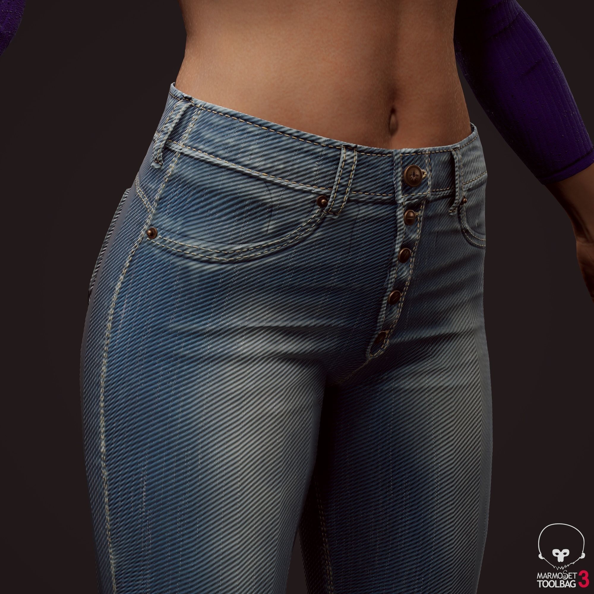 Girl in jeans Low-poly 3D model_31