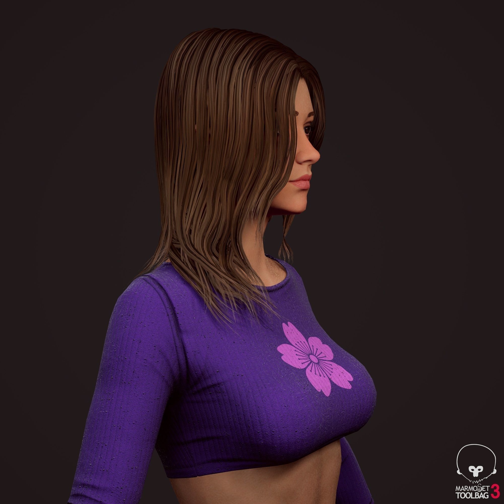 Girl in jeans Low-poly 3D model_4