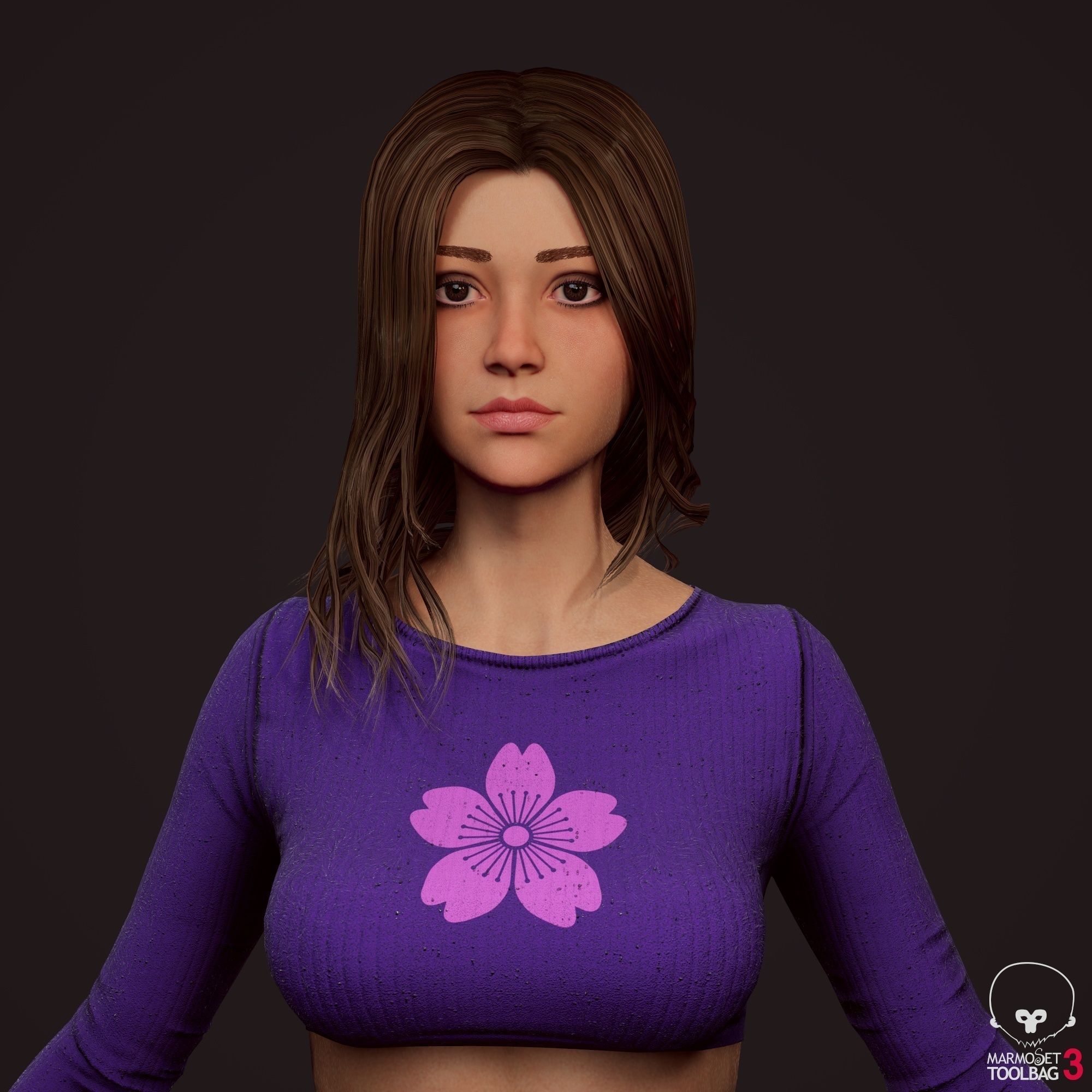 Girl in jeans Low-poly 3D model_2