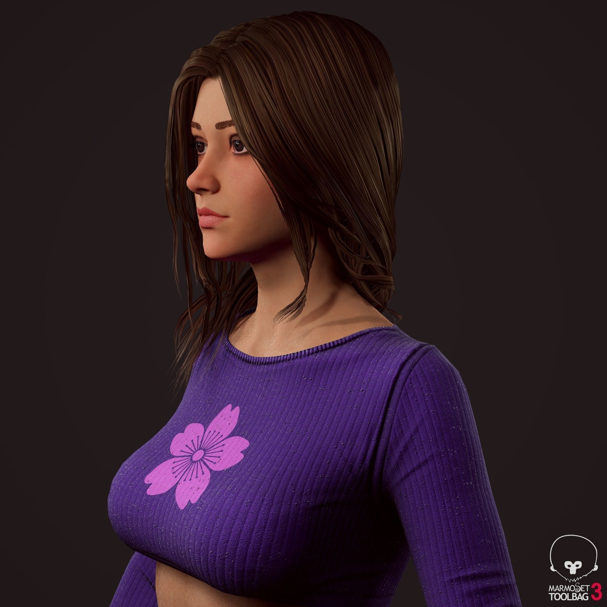 Girl in jeans Low-poly 3D model_3