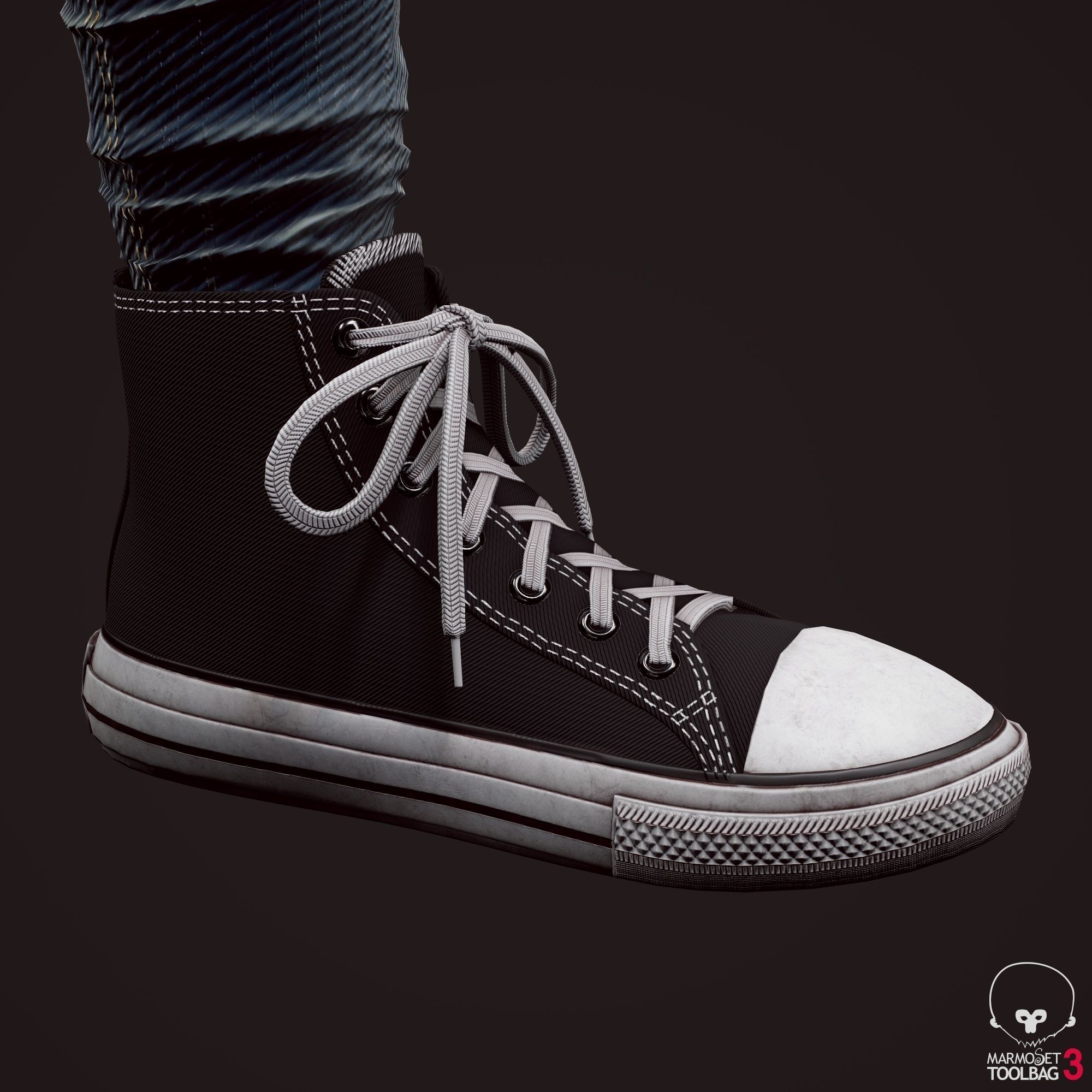 Girl in jeans Low-poly 3D model_39