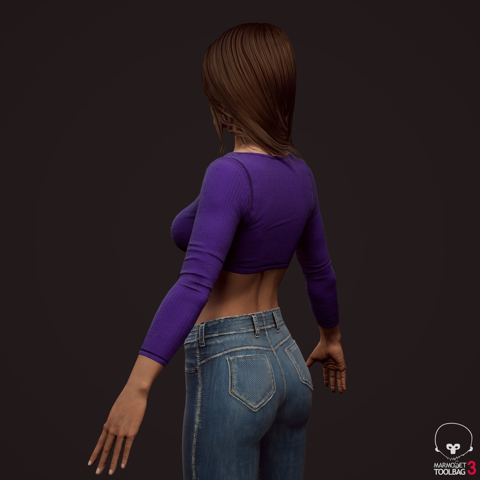 Girl in jeans Low-poly 3D model_20