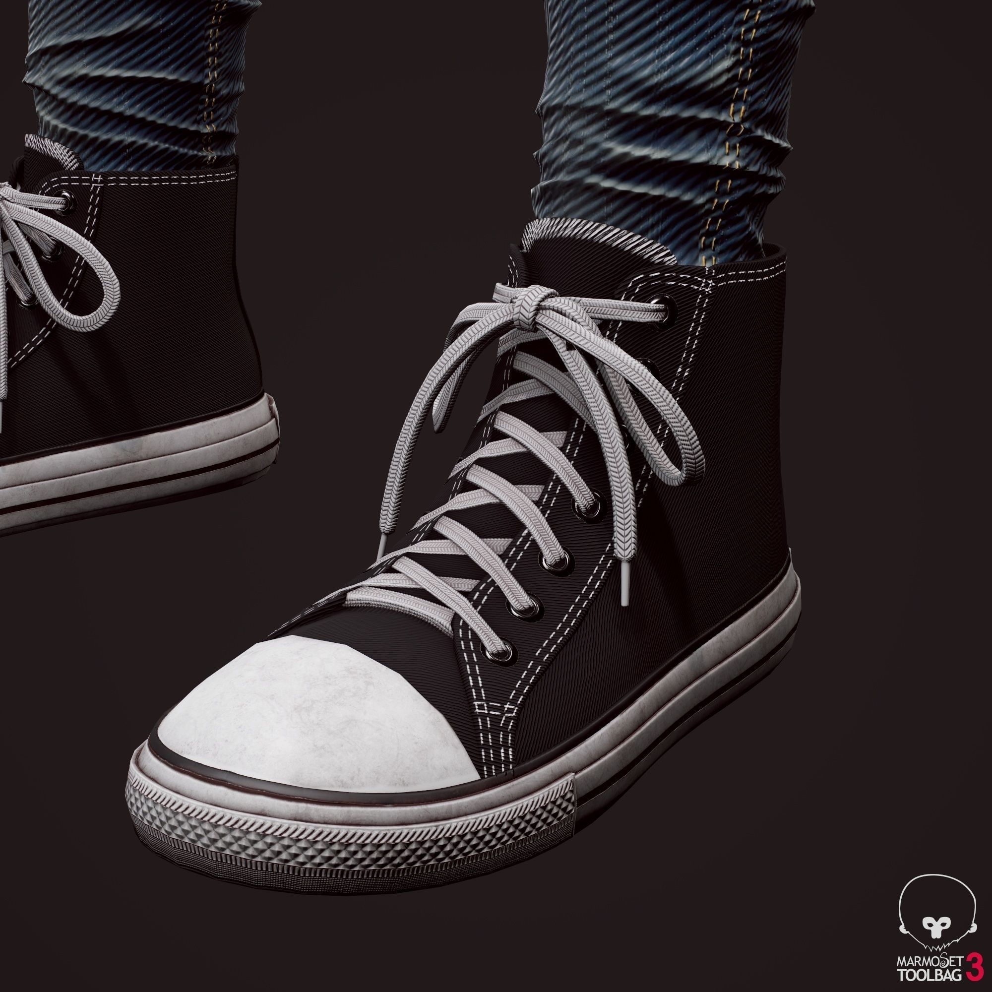 Girl in jeans Low-poly 3D model_37