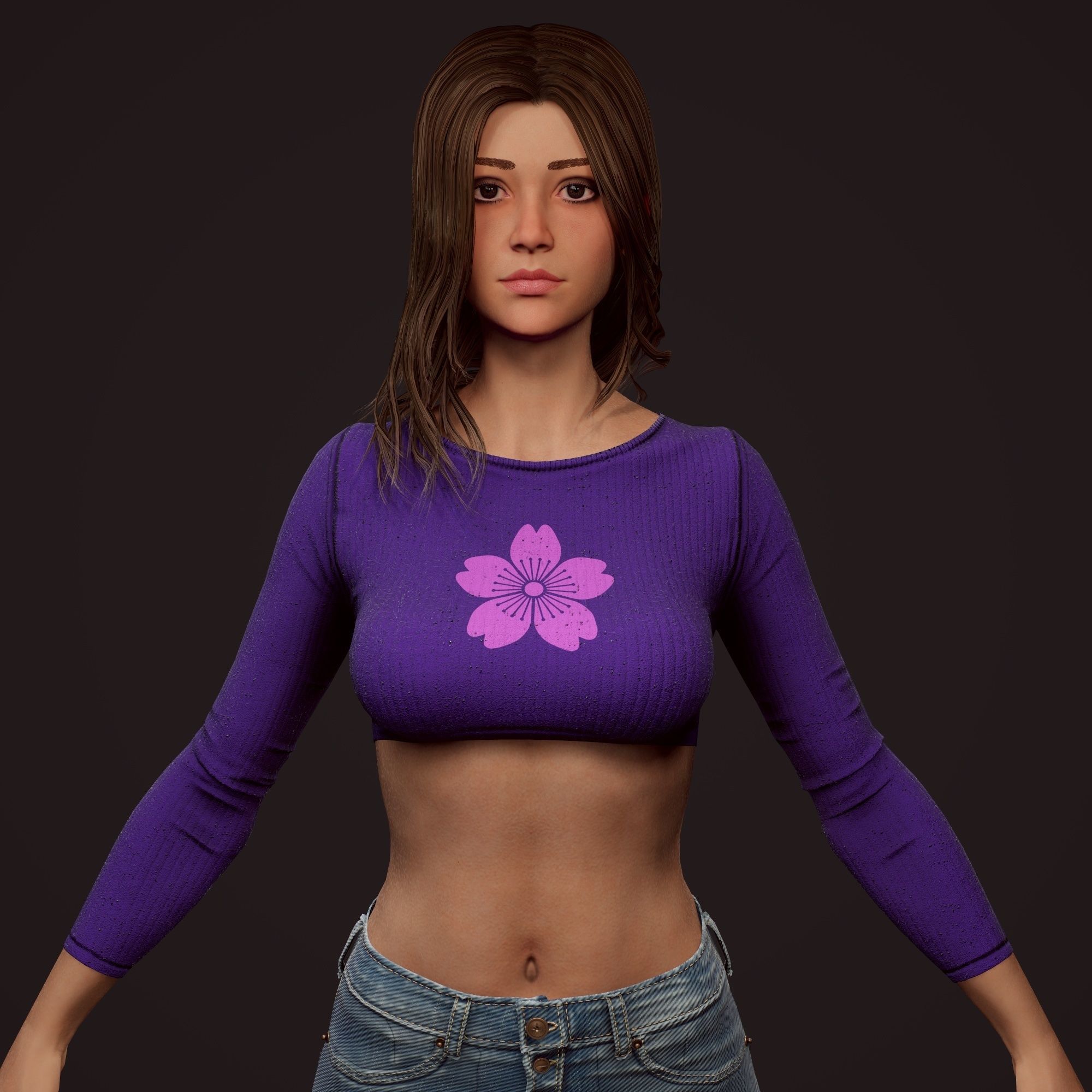 Girl in jeans Low-poly 3D model_54