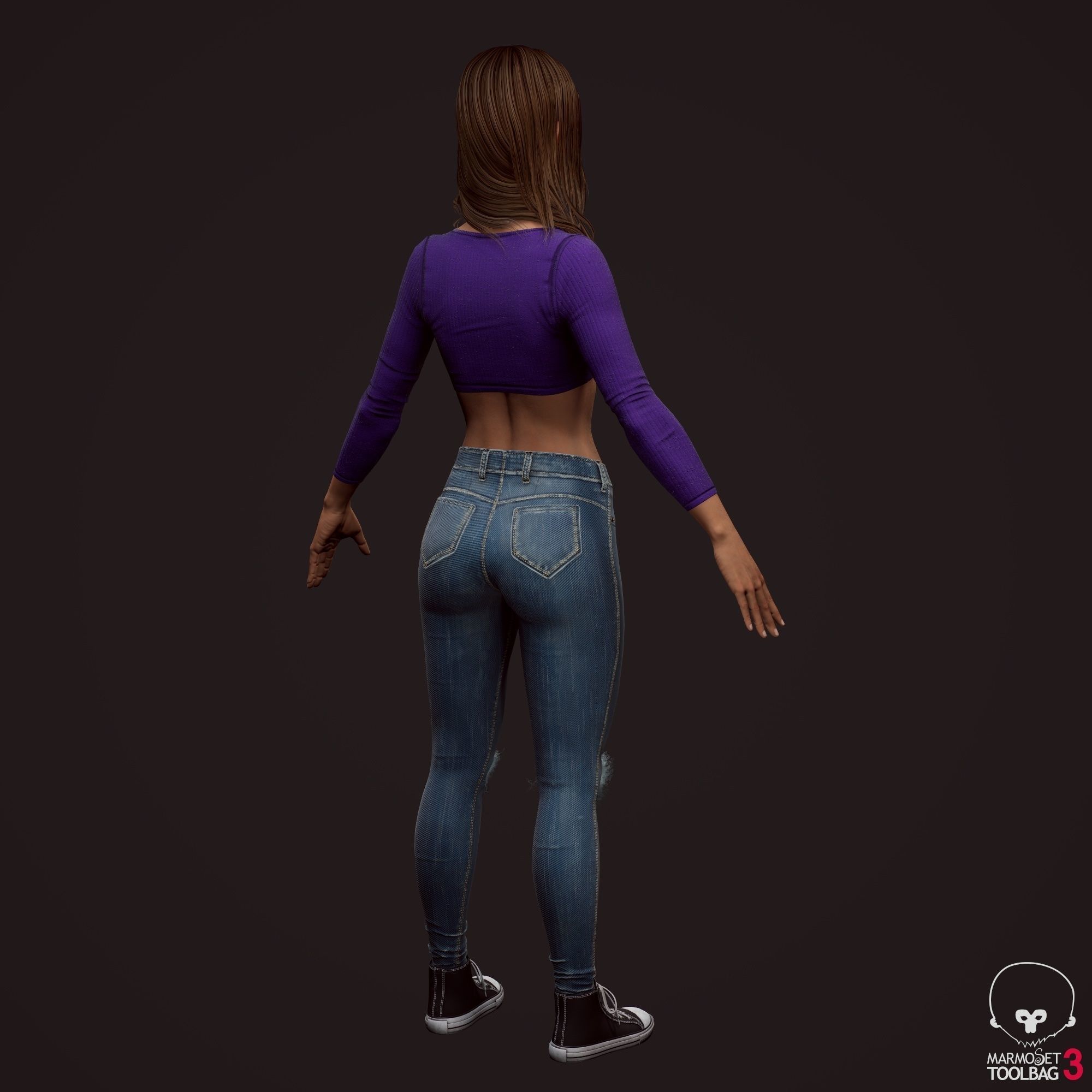 Girl in jeans Low-poly 3D model_26
