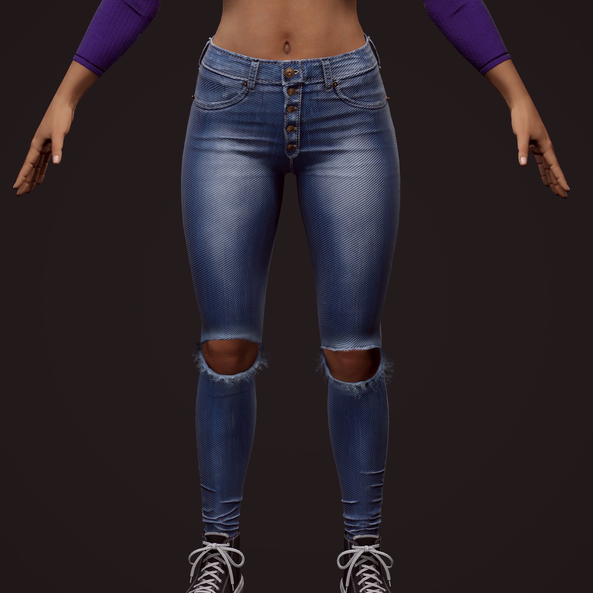 Girl in jeans Low-poly 3D model_58