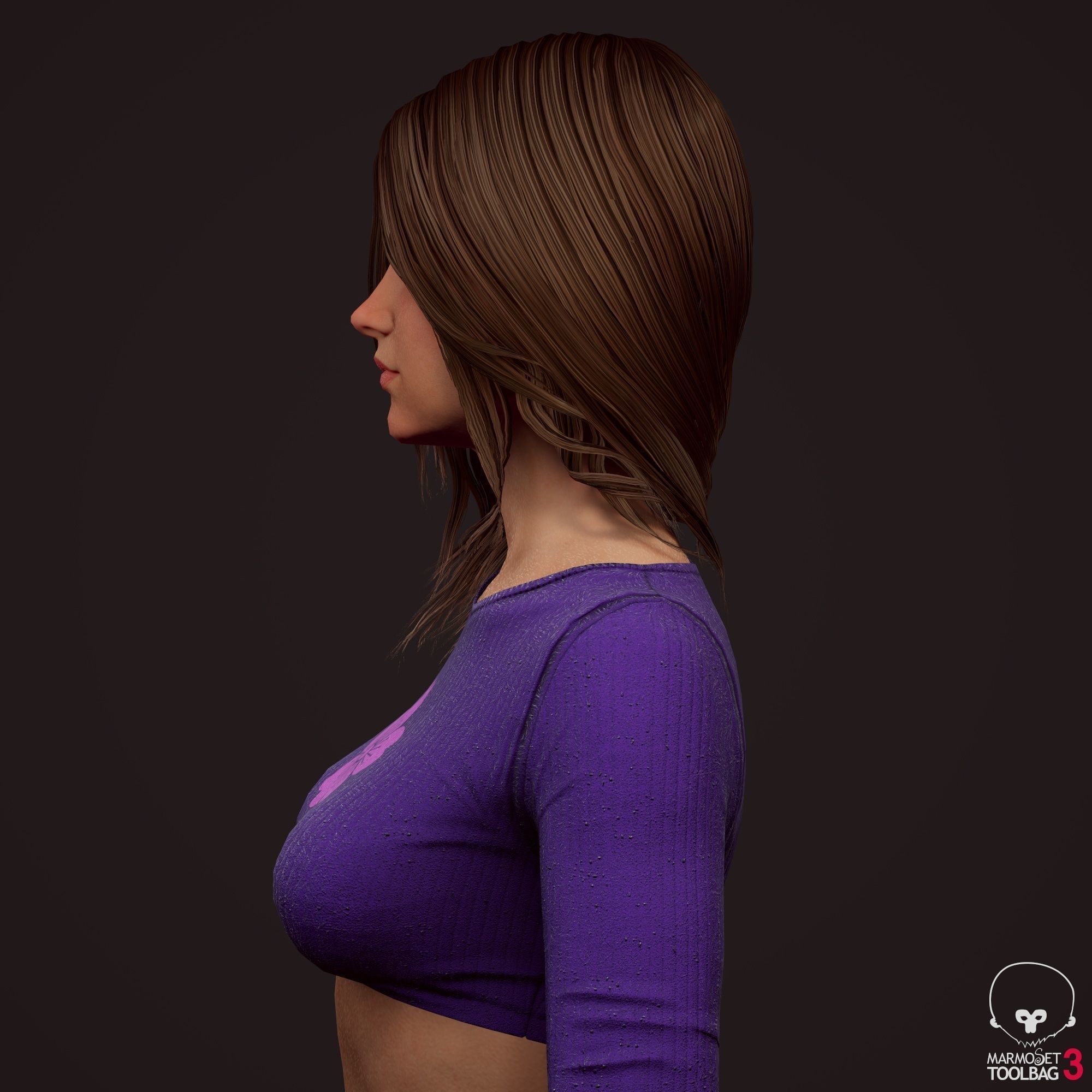 Girl in jeans Low-poly 3D model_9