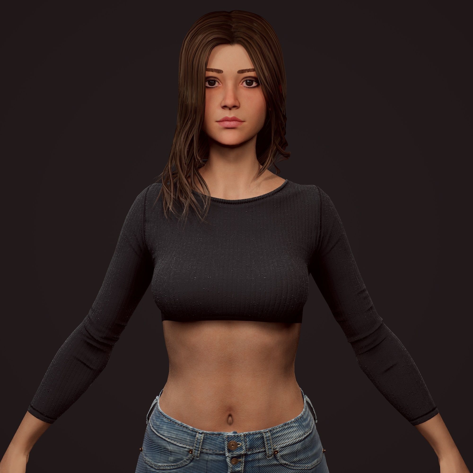 Girl in jeans Low-poly 3D model_53