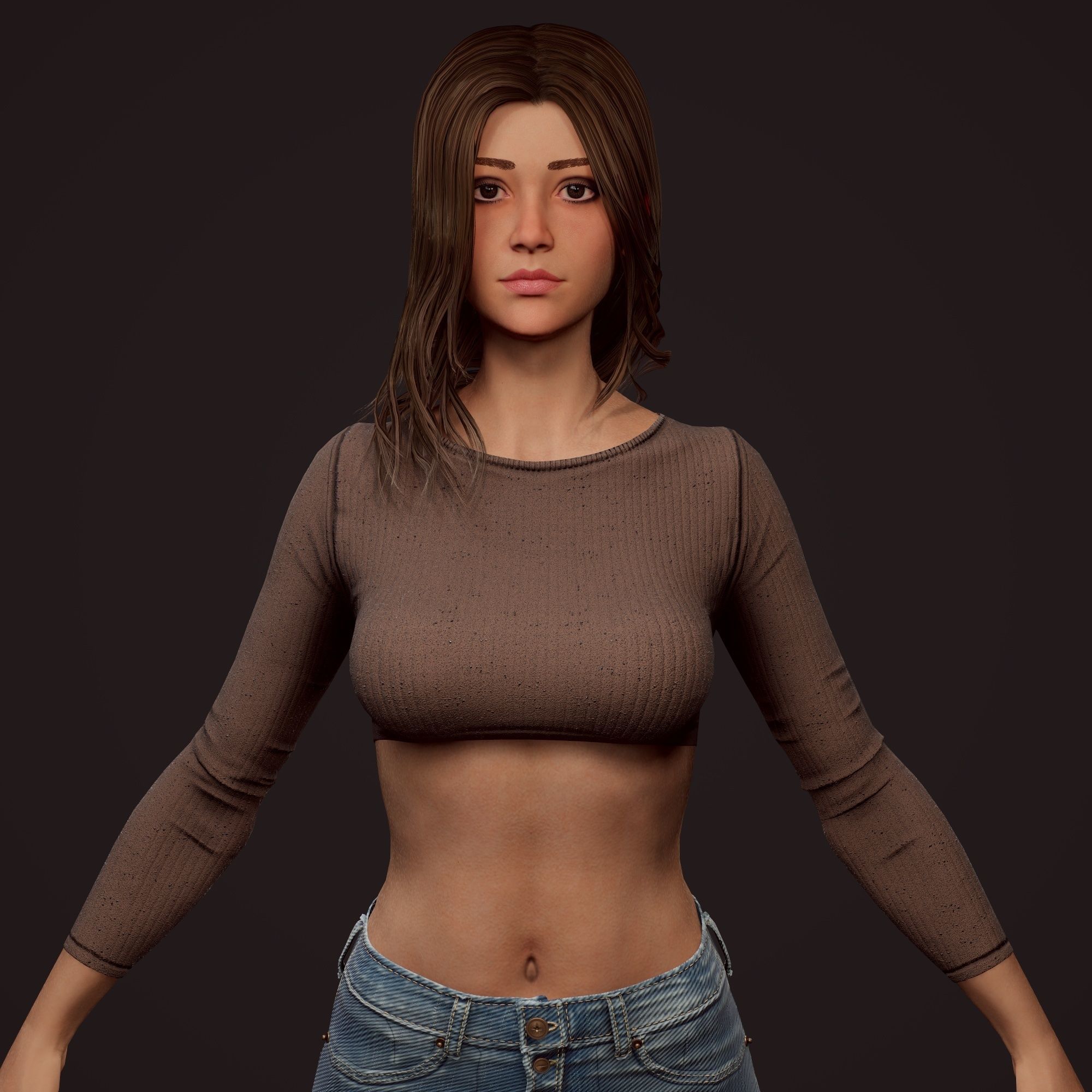 Girl in jeans Low-poly 3D model_56