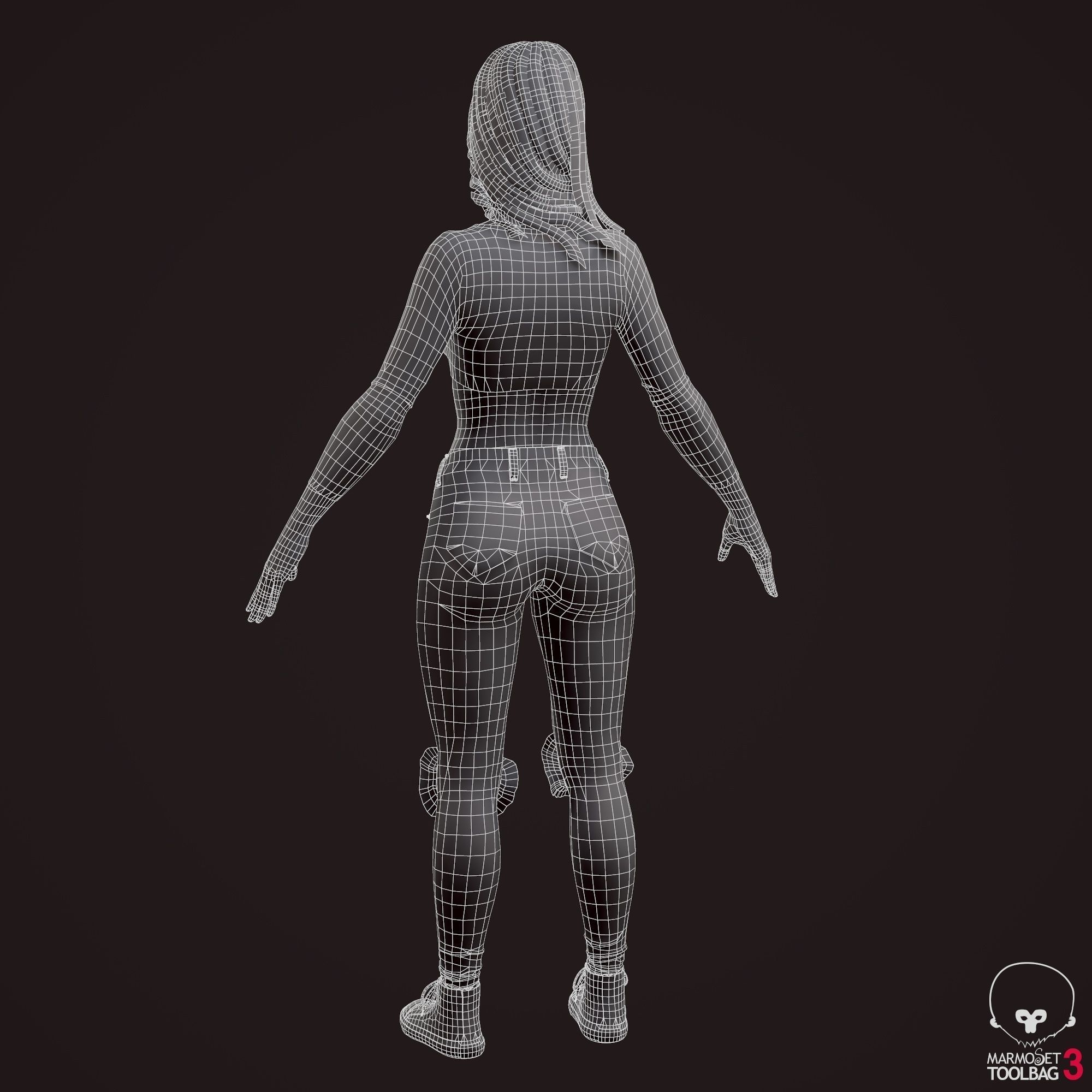 Girl in jeans Low-poly 3D model_43