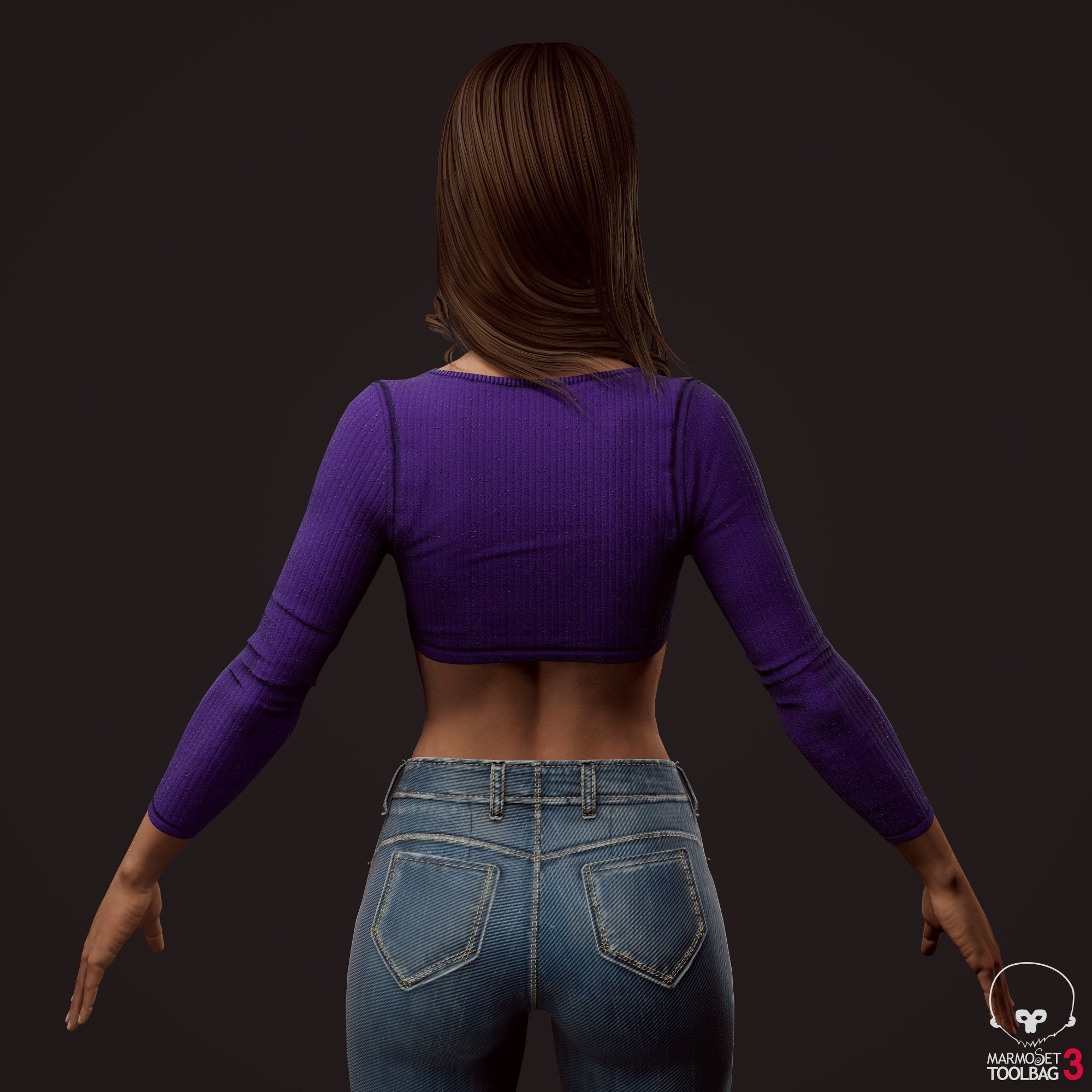 Girl in jeans Low-poly 3D model_19