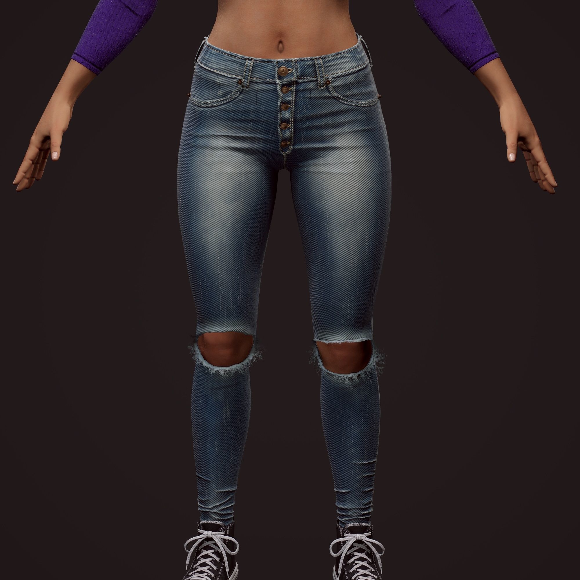 Girl in jeans Low-poly 3D model_59