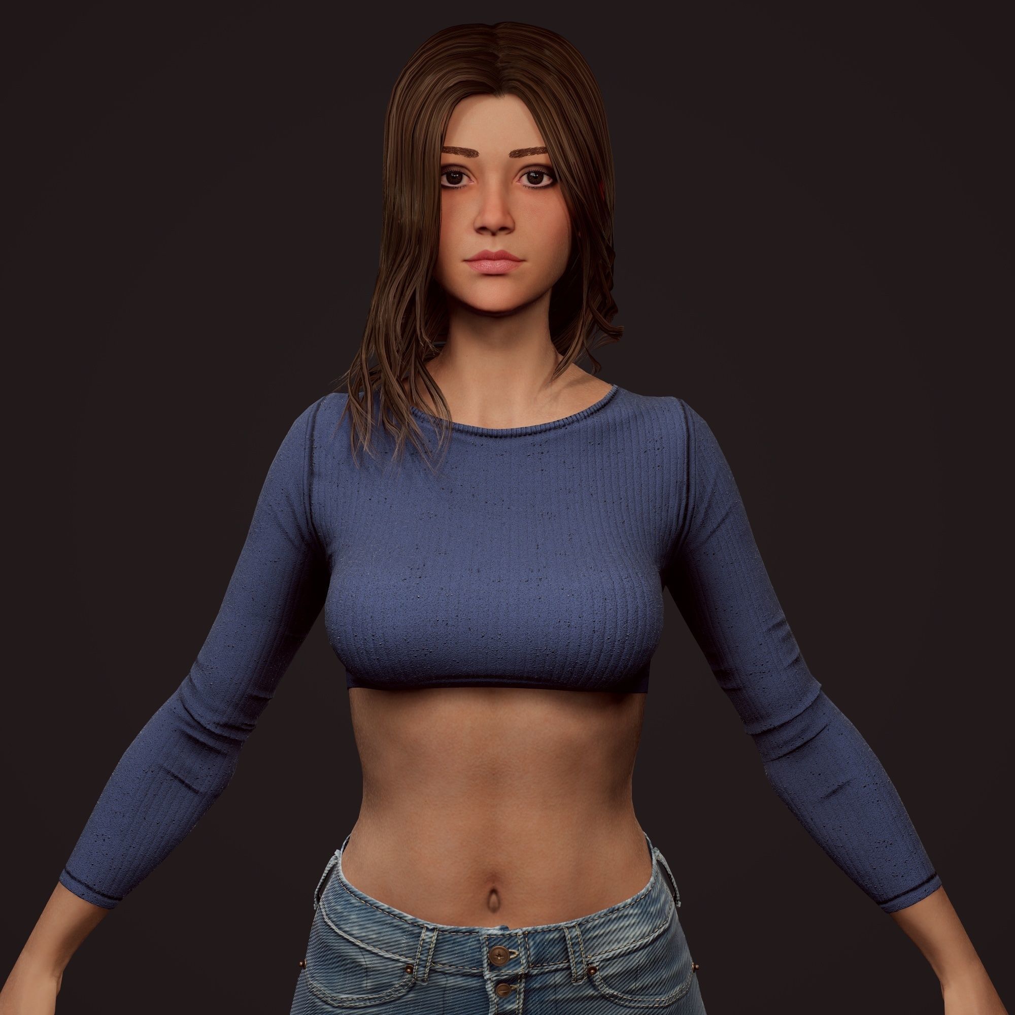 Girl in jeans Low-poly 3D model_57