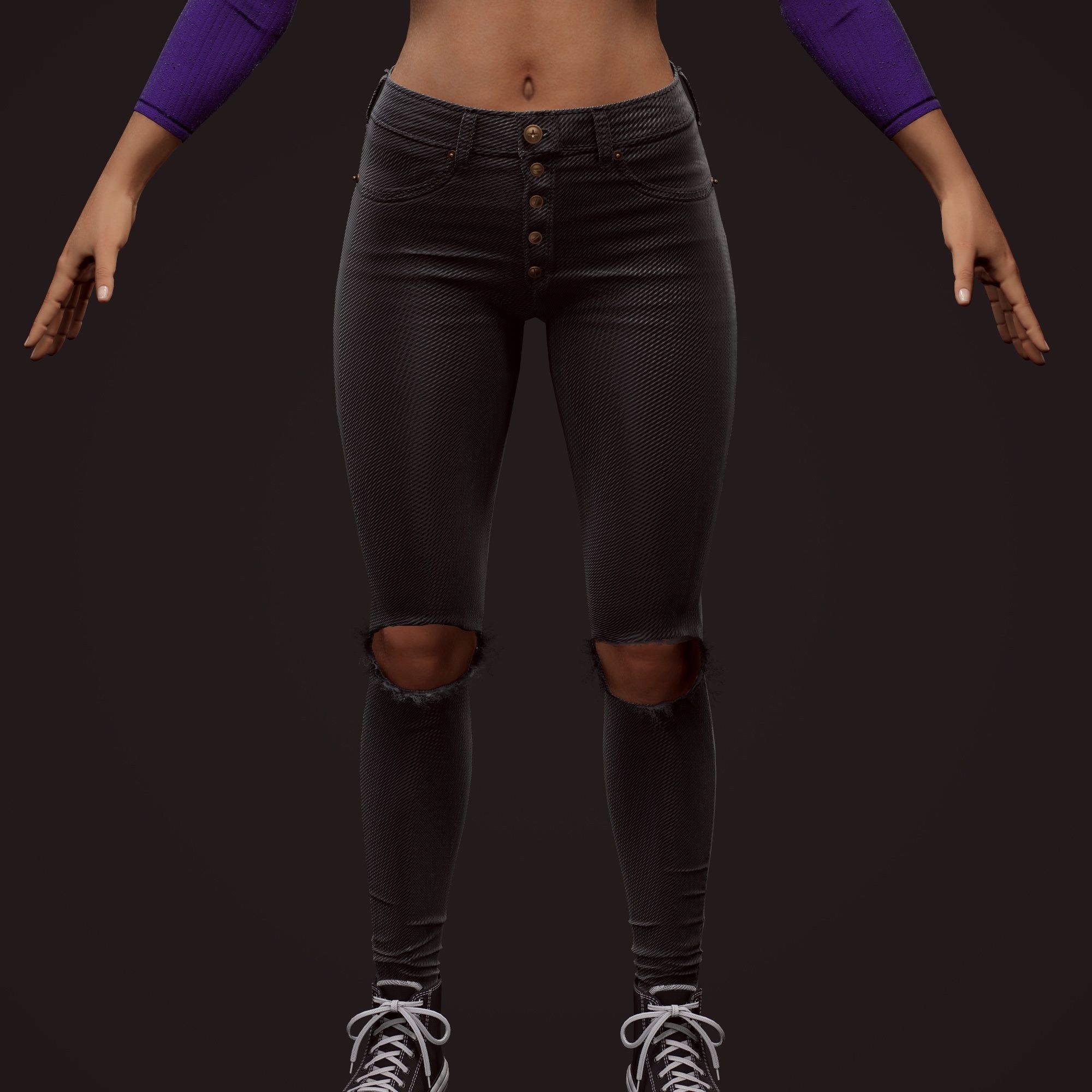 Girl in jeans Low-poly 3D model_60