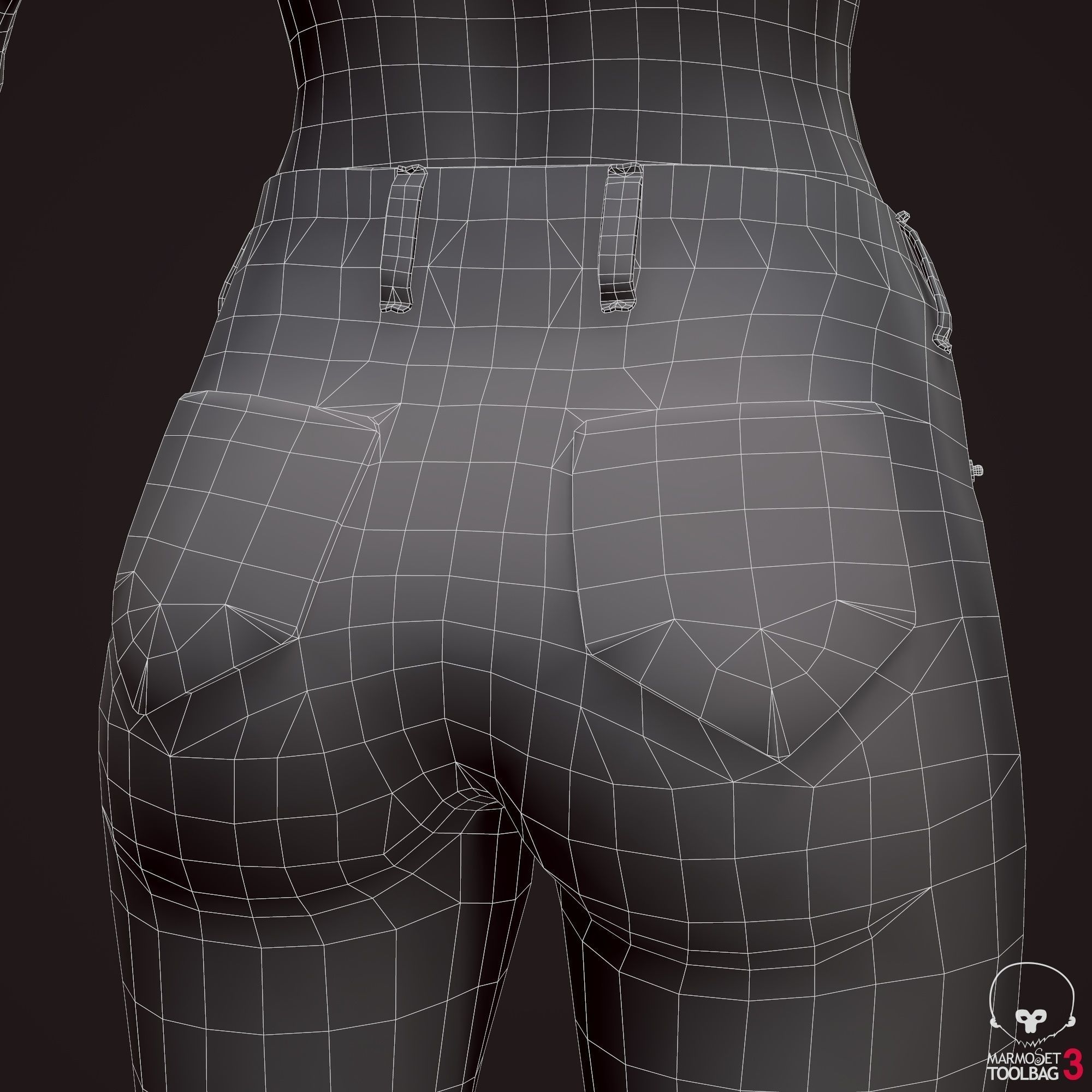 Girl in jeans Low-poly 3D model_46