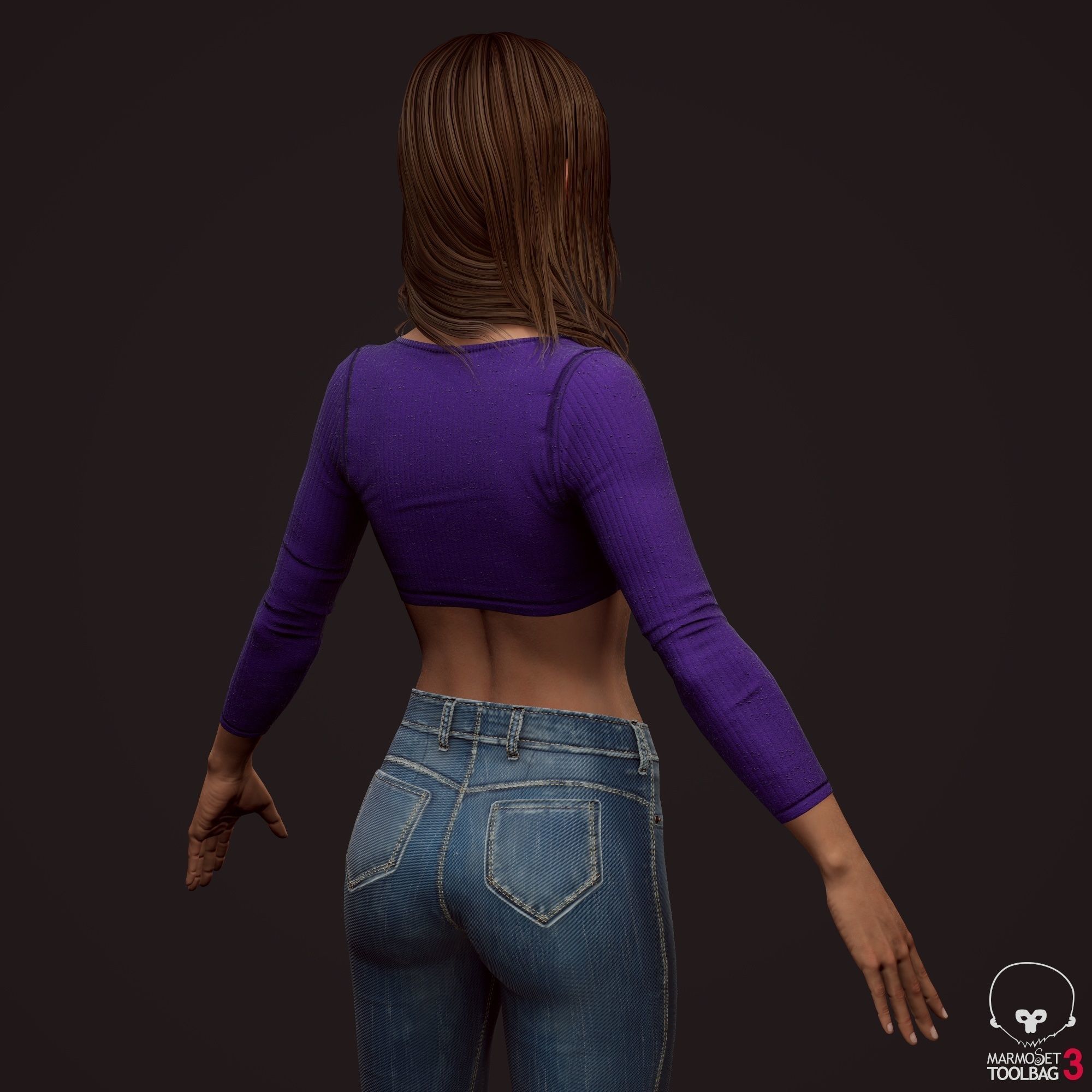 Girl in jeans Low-poly 3D model_18