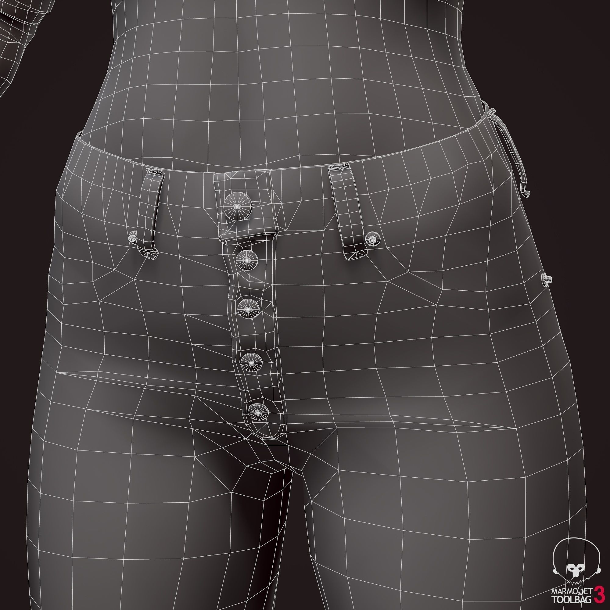 Girl in jeans Low-poly 3D model_47