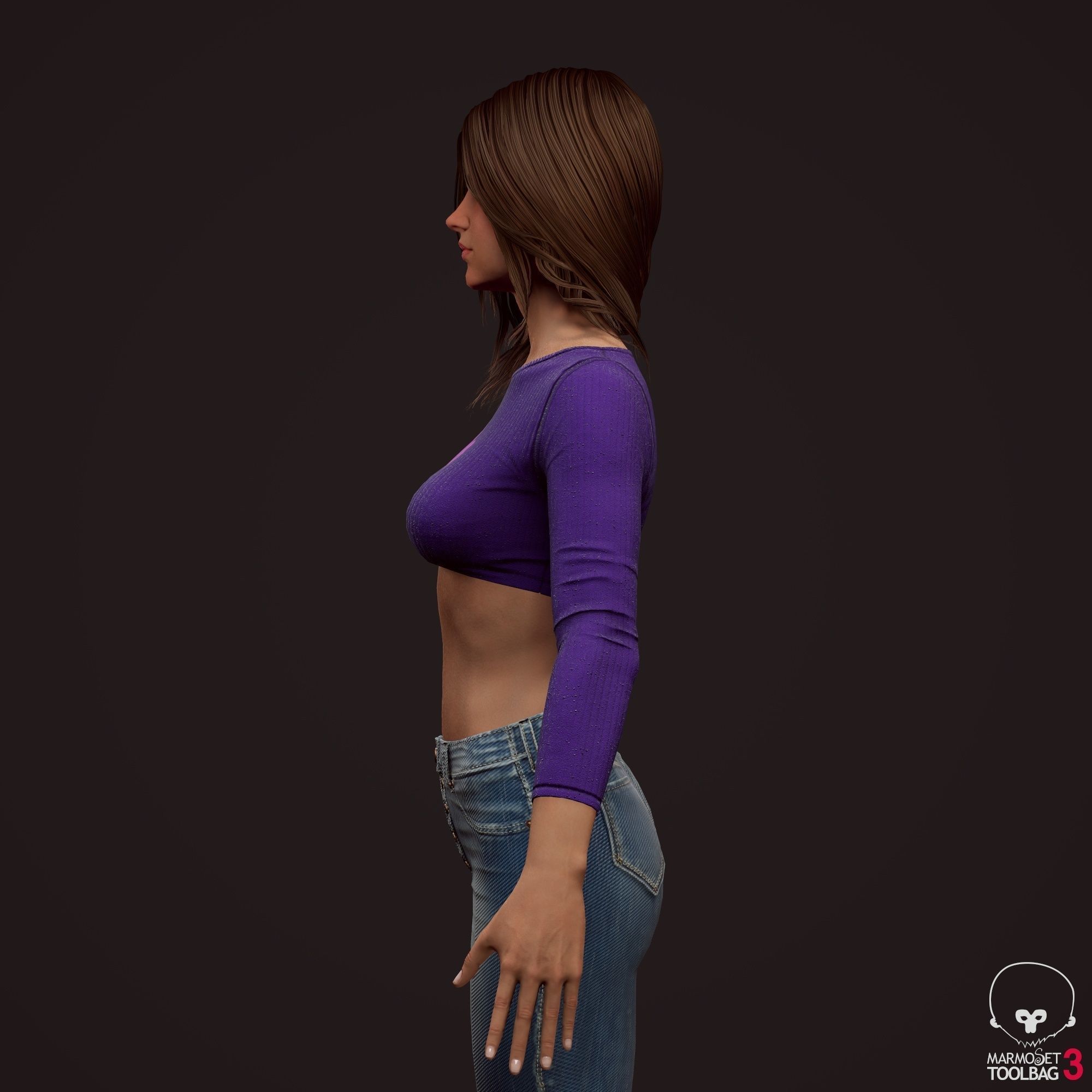 Girl in jeans Low-poly 3D model_21