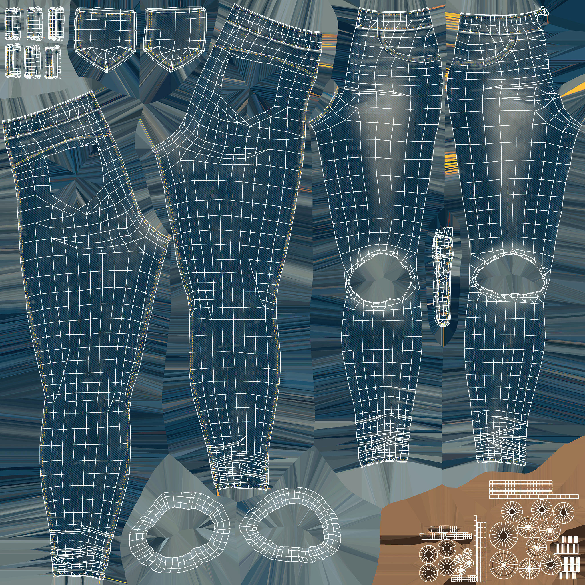 Girl in jeans Low-poly 3D model_72