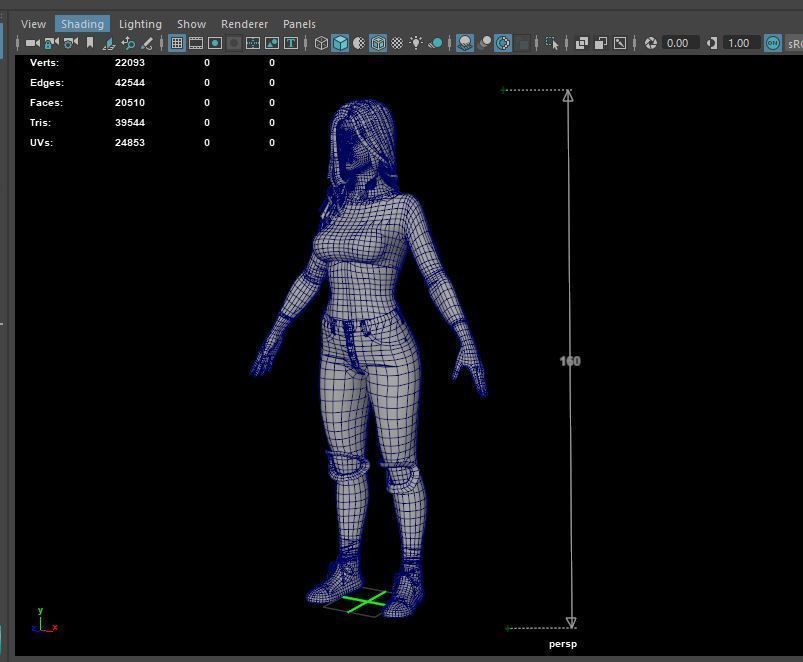 Girl in jeans Low-poly 3D model_73