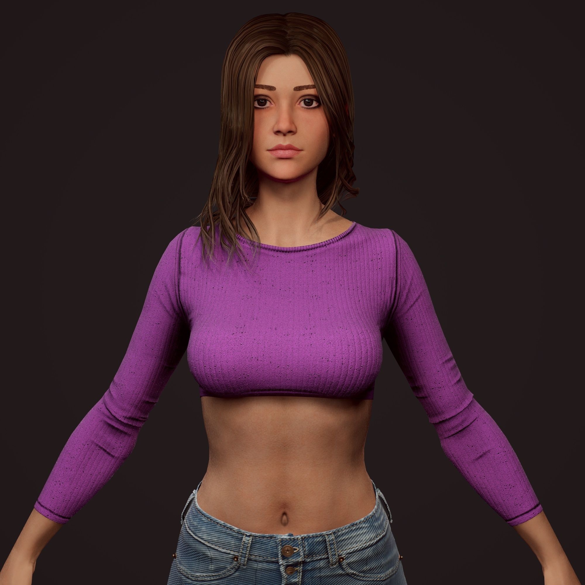 Girl in jeans Low-poly 3D model_55