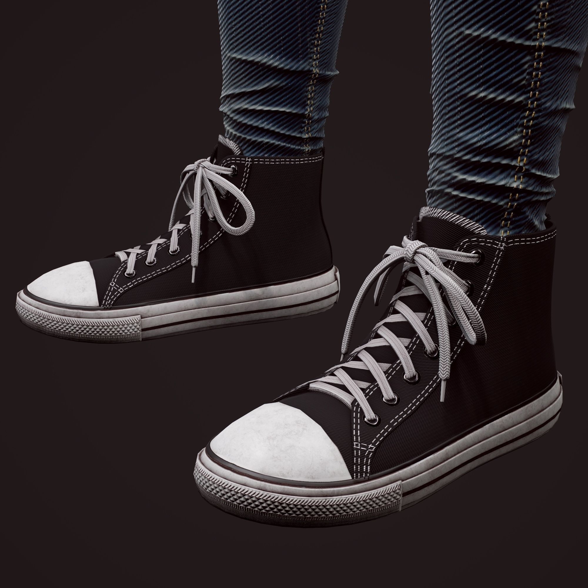 Girl in jeans Low-poly 3D model_64